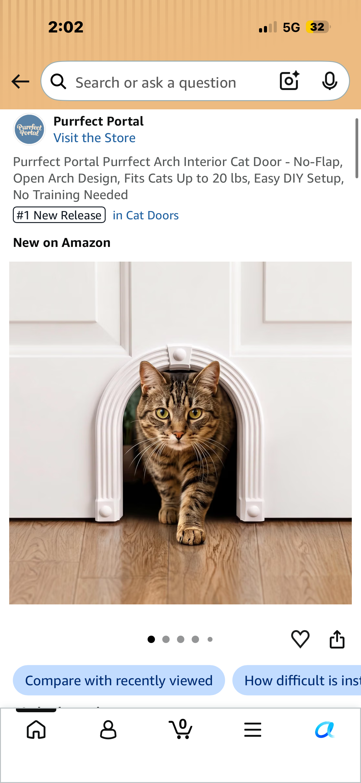 Cat Door, Interior Doors Large - No-Flap, Fits Cats Up to 25 lbs Indoor Cat Door Easy Installation in Minutes, No Training Needed, Fits 1.25" to 1.75" Thick Solid & Hollow Doors