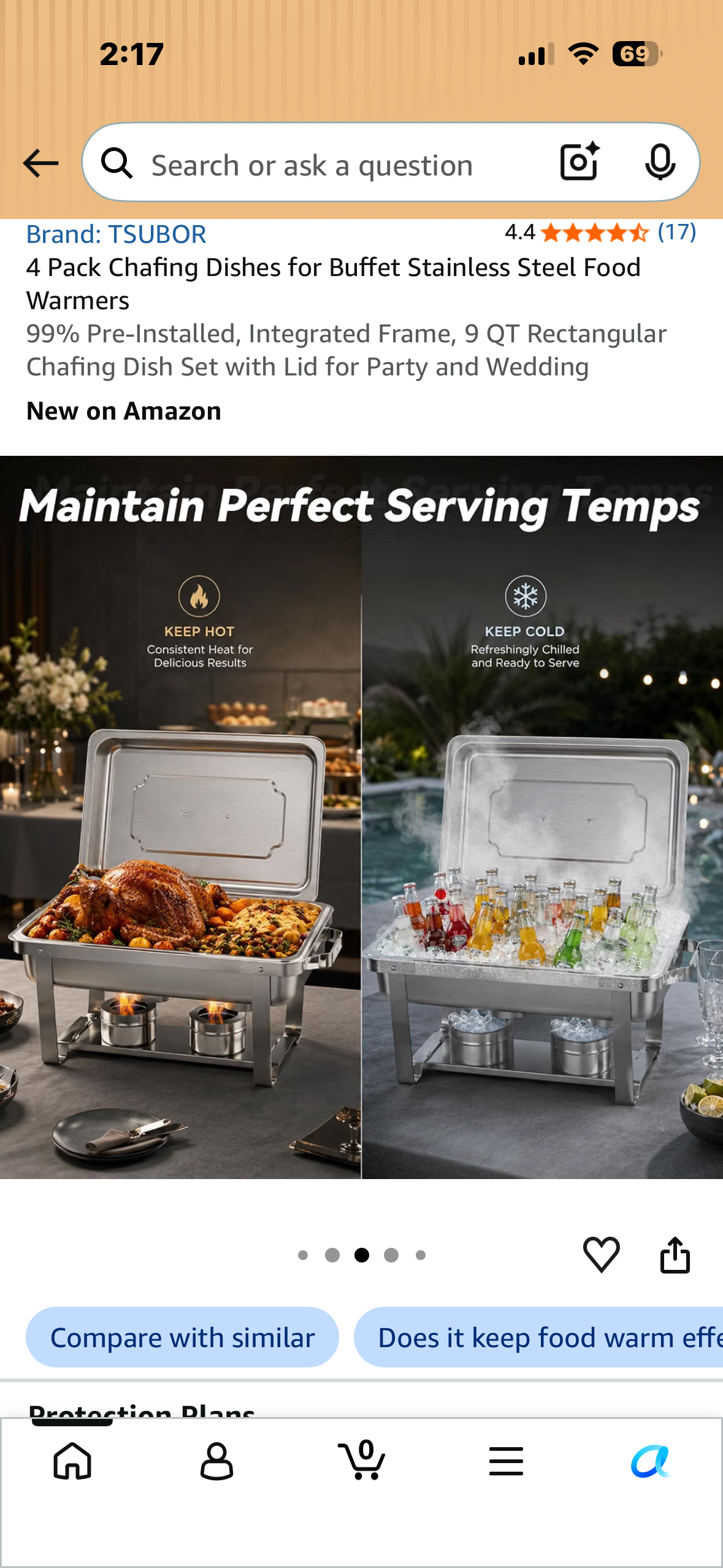 4-Pack Chafing Dishes for Buffet Stainless Steel Food Warmers 99% Pre-Installed, Integrated Frame, 9 QT Rectangular Chafing Dish Set with Lid for Party and Wedding
