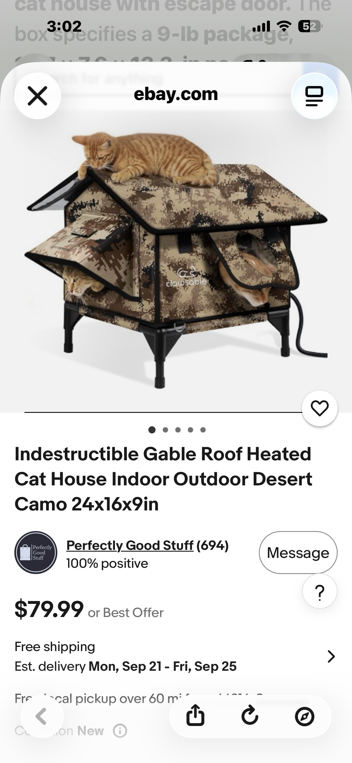 Heated Outdoor Cat House – Insulated, Elevated w/ Escape Door