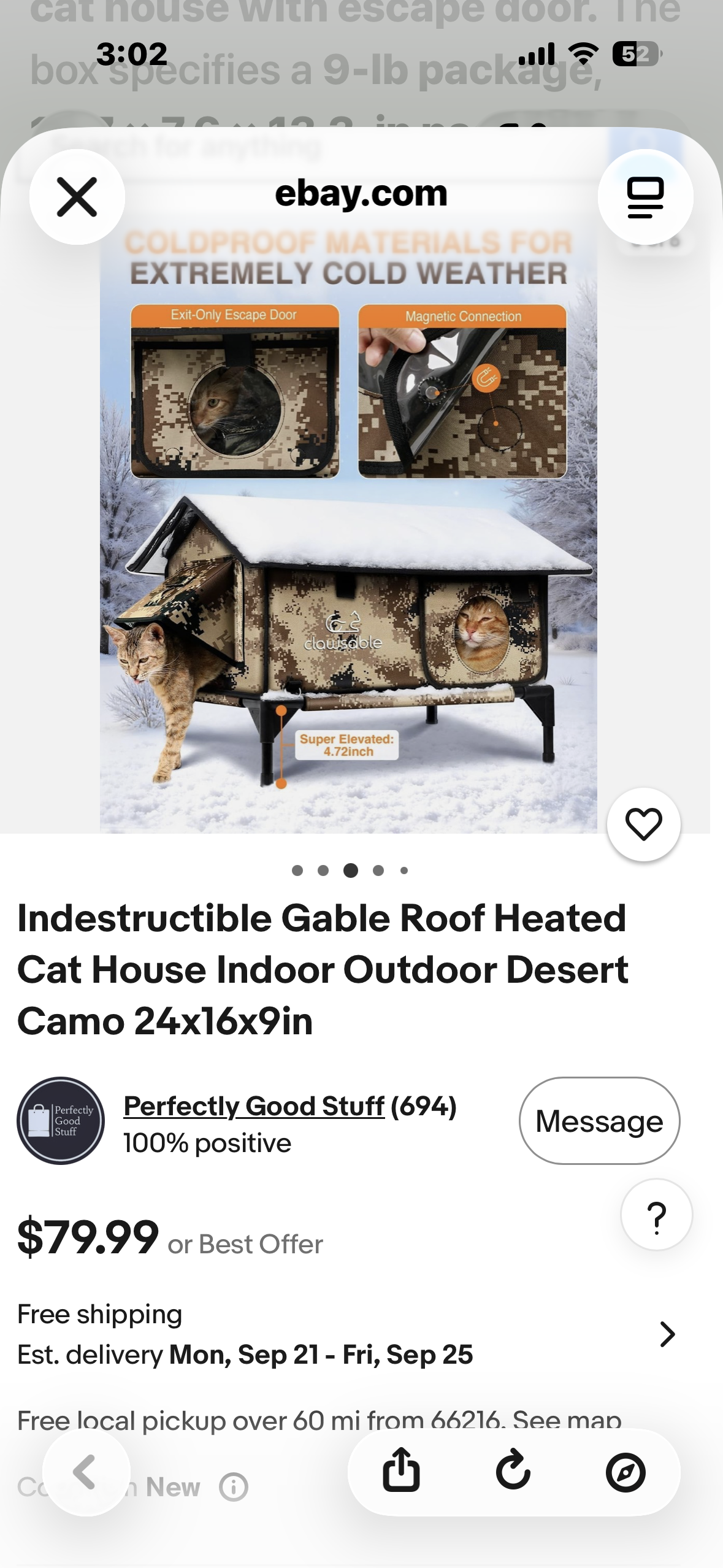 Heated Outdoor Cat House – Insulated, Elevated w/ Escape Door