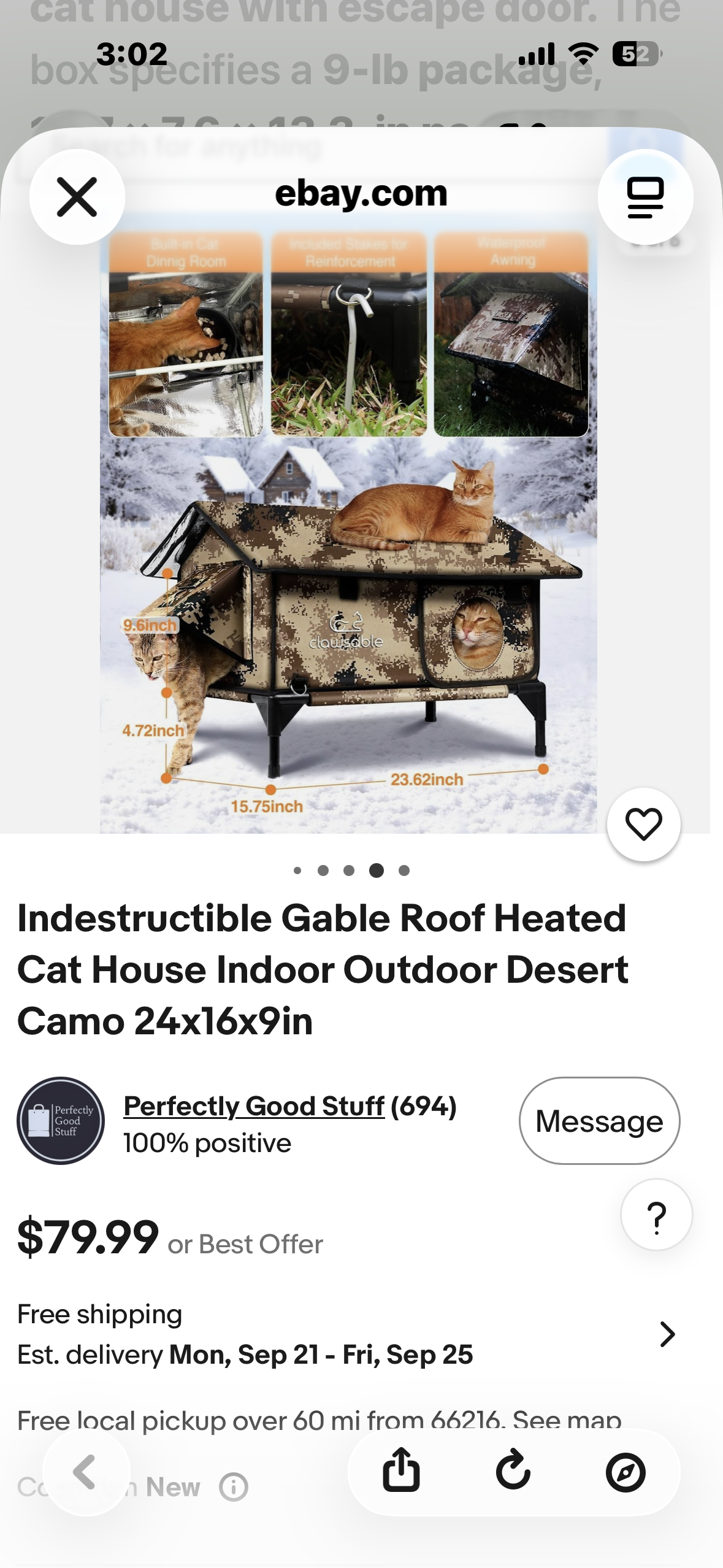 Heated Outdoor Cat House – Insulated, Elevated w/ Escape Door