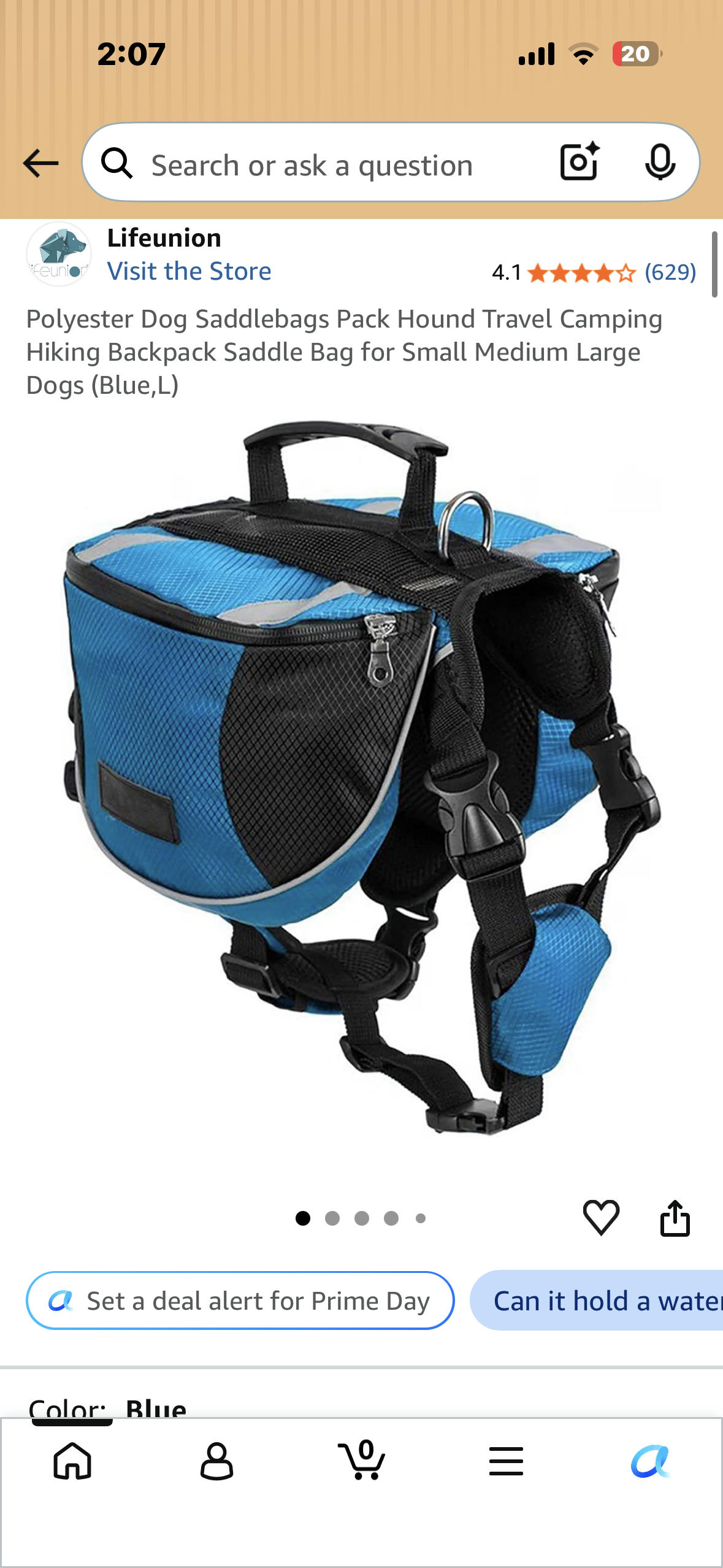 Polyester Dog Saddlebags Pack Hound Travel Camping Hiking Backpack Saddle Bag for Small Medium Large Dogs (Blue/Grey)L)