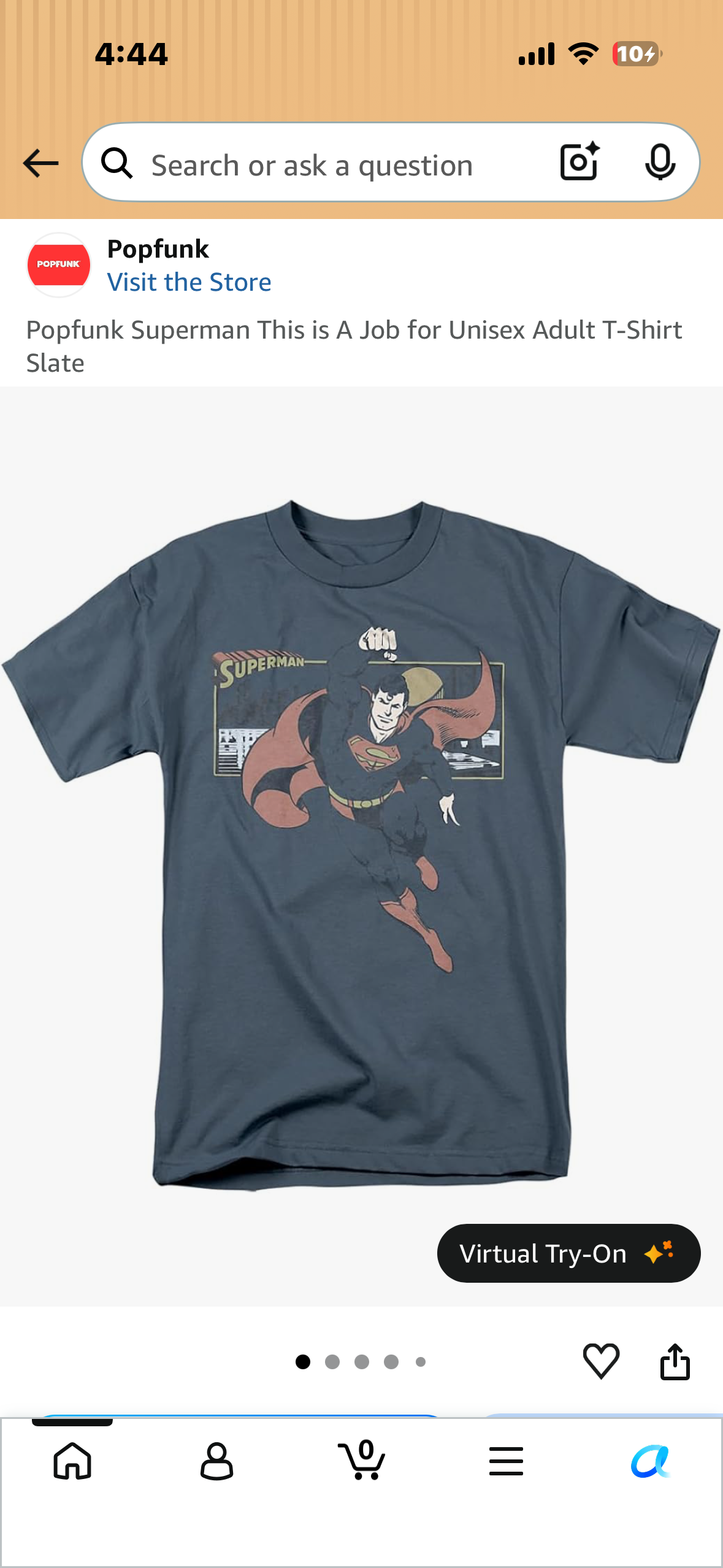 Popfunk Superman This is A Job for Unisex Adult T-Shirt Slate ( Size Small)