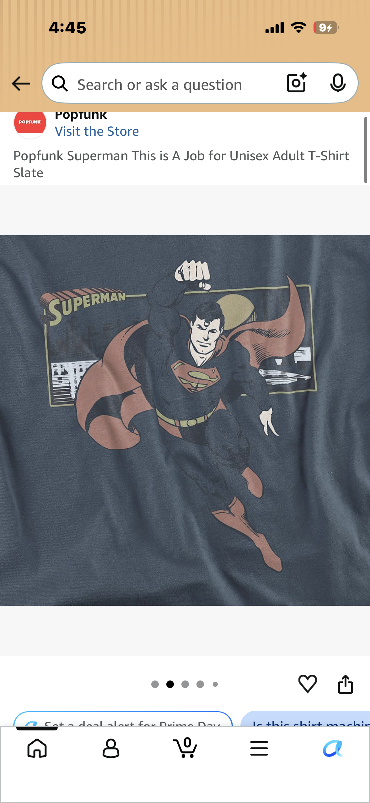 Popfunk Superman This is A Job for Unisex Adult T-Shirt Slate ( Size Small)