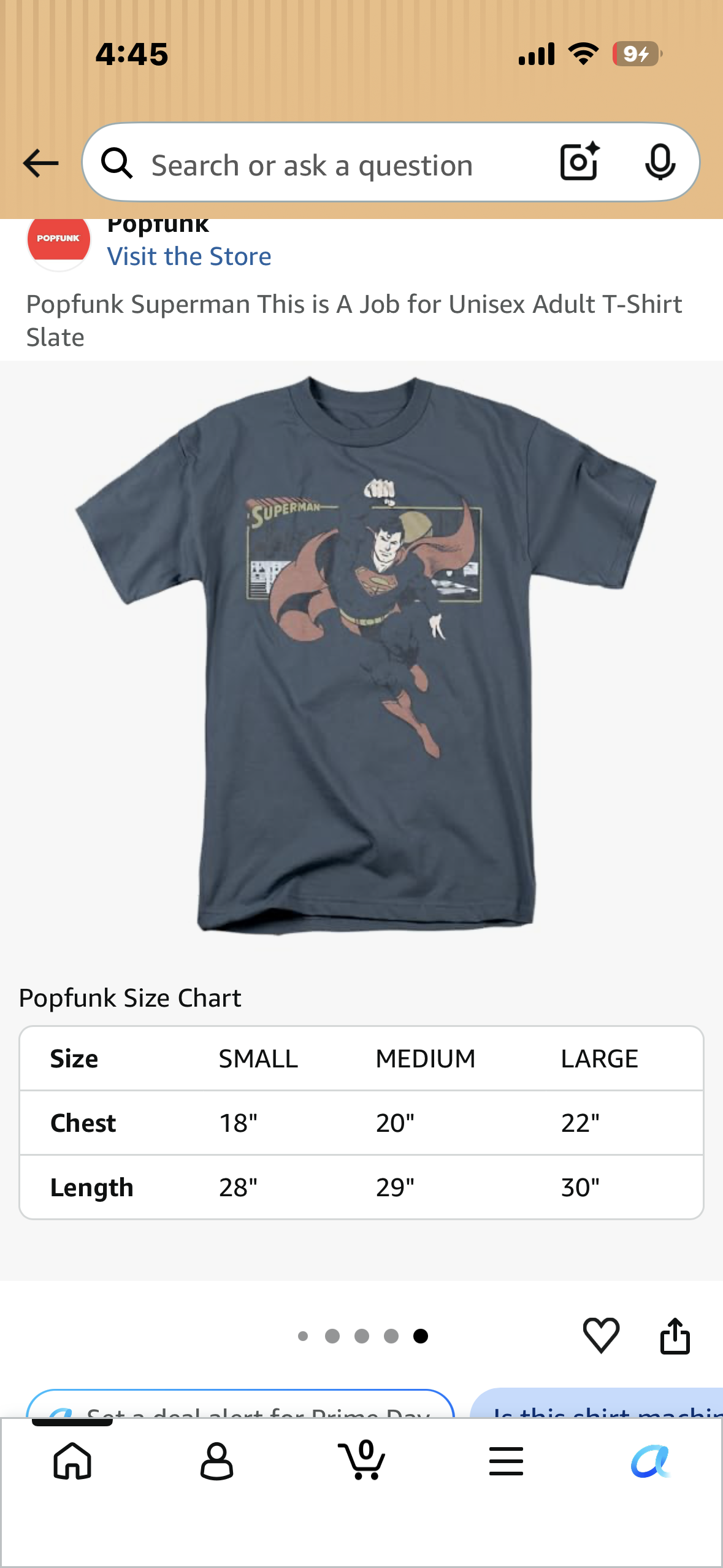 Popfunk Superman This is A Job for Unisex Adult T-Shirt Slate ( Size Small)