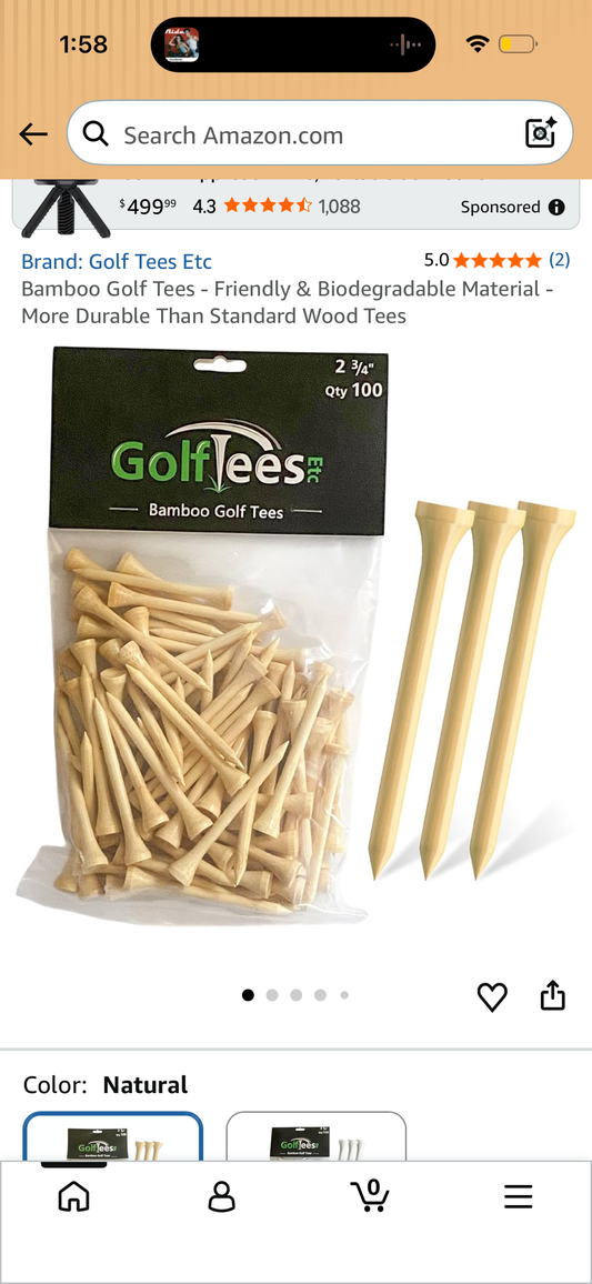 Bamboo Golf Tees - Friendly & Biodegradable Material - More Durable Than Standard Wood Tees