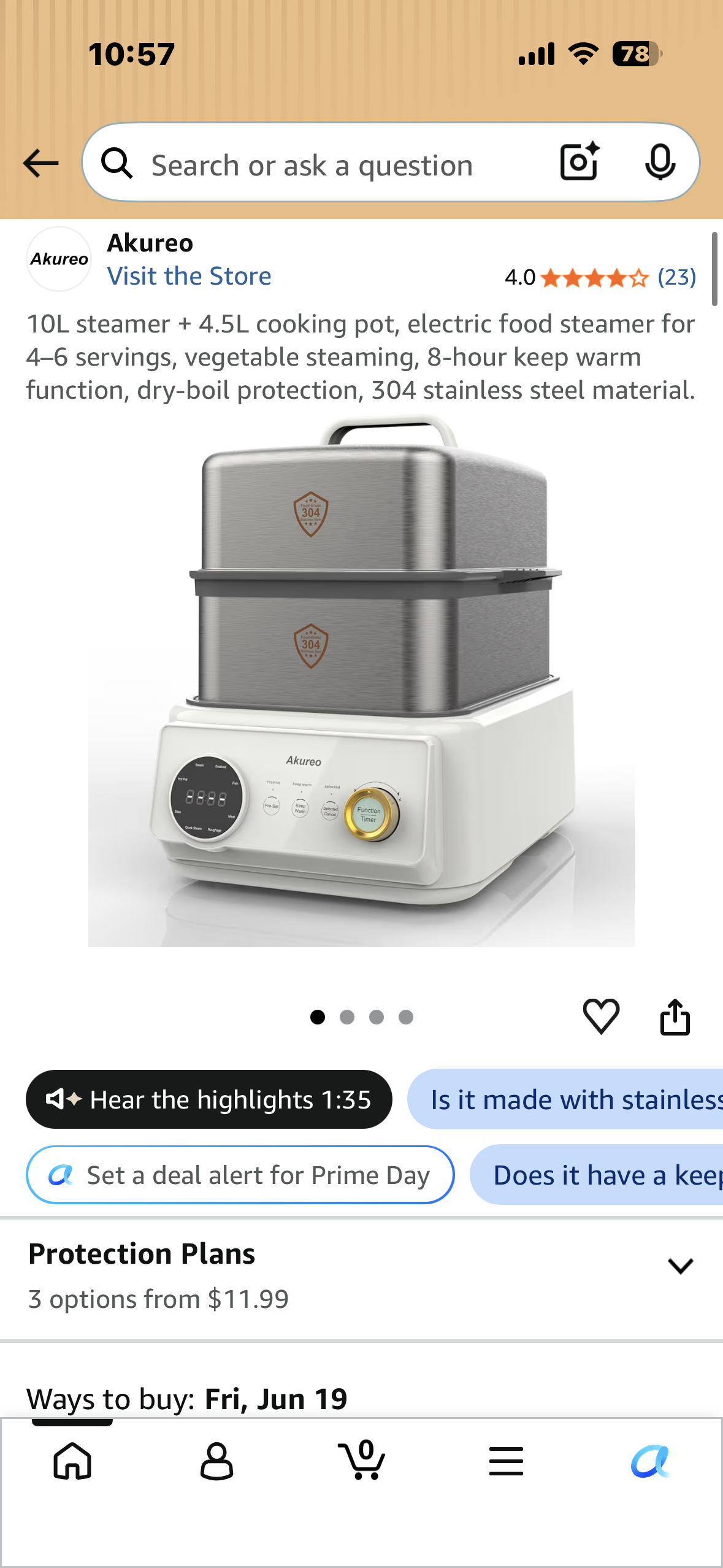 10L steamer + 4.5L cooking pot, electric food steamer for 4–6 servings, vegetable steaming, 8-hour keep warm function, dry-boil protection, 304 stainless steel material