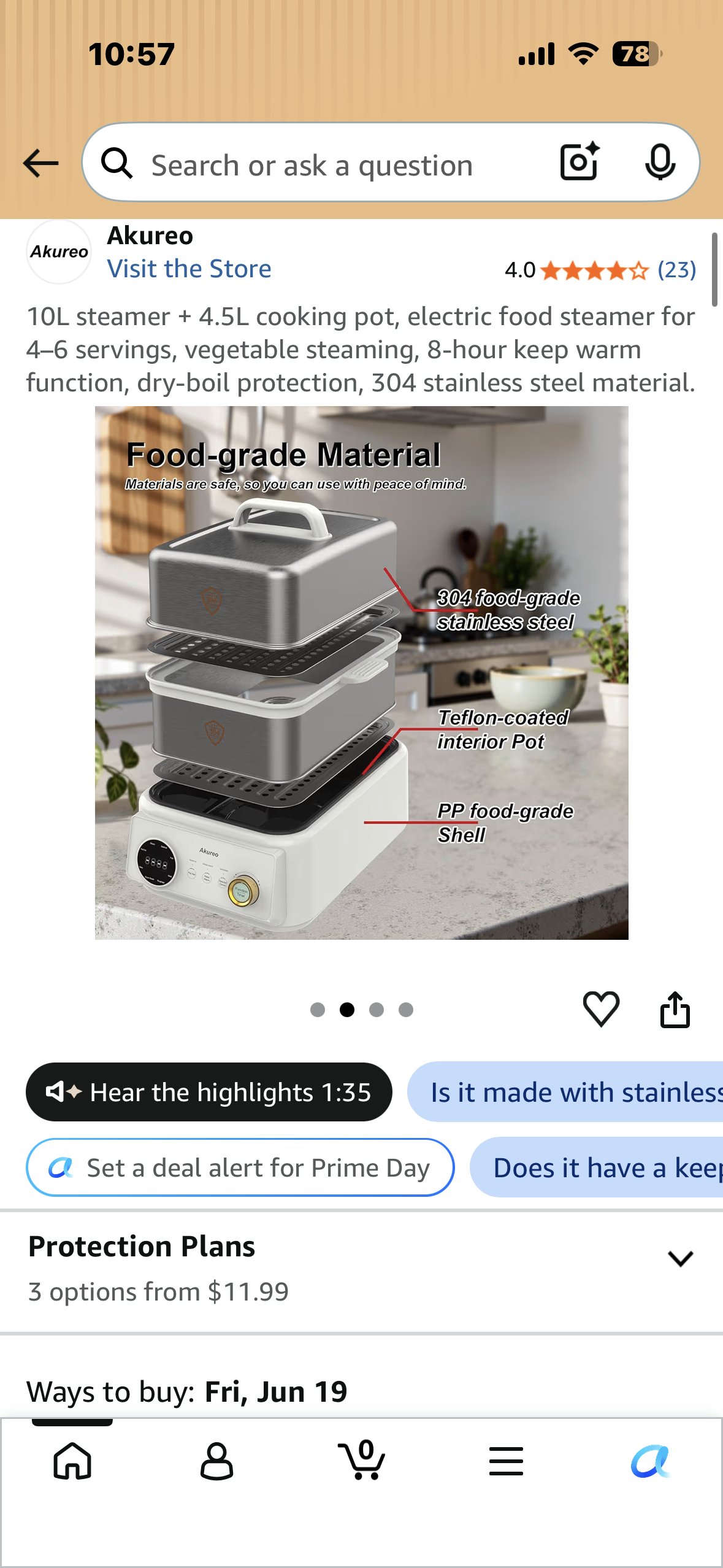 10L steamer + 4.5L cooking pot, electric food steamer for 4–6 servings, vegetable steaming, 8-hour keep warm function, dry-boil protection, 304 stainless steel material