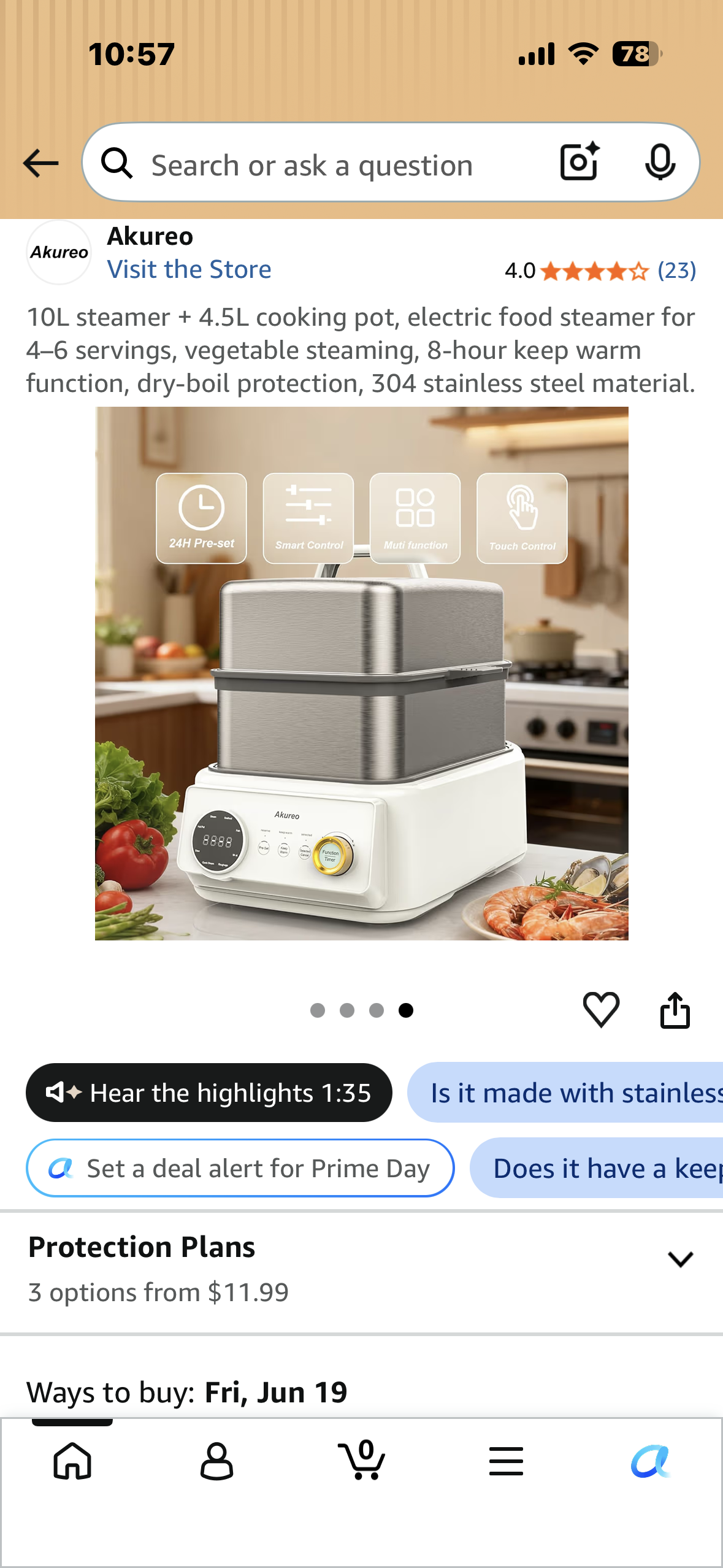 10L steamer + 4.5L cooking pot, electric food steamer for 4–6 servings, vegetable steaming, 8-hour keep warm function, dry-boil protection, 304 stainless steel material