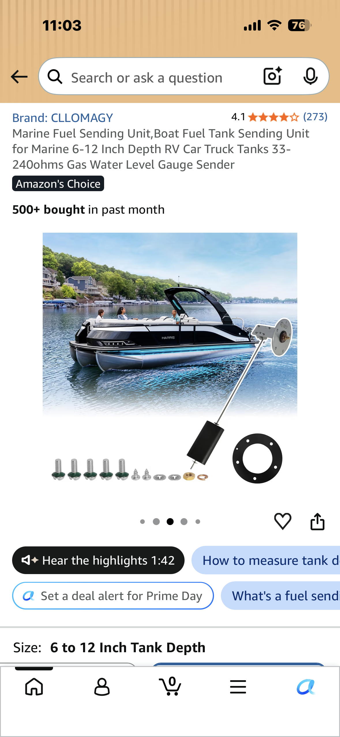 Marine Fuel Sending Unit,Boat Fuel Tank Sending Unit for Marine 6-12 Inch Depth RV Car Truck Tanks 33-240ohms Gas Water Level Gauge Sender