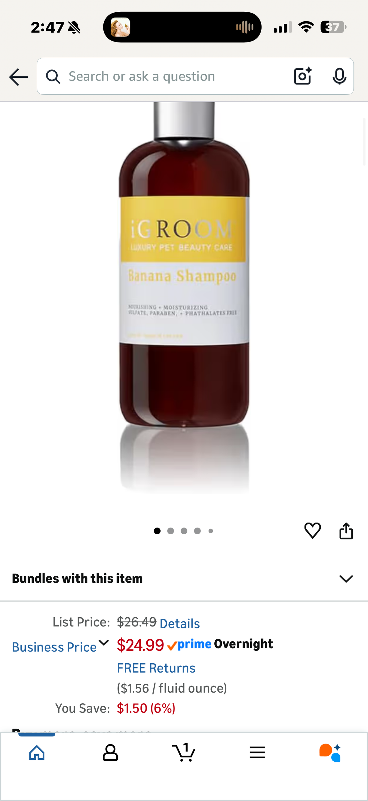 iGroom Banana Dog Shampoo, Luxury Pet Beauty Care, Nutrient-Rich Banana Extract, Nourish & Moisturize, Made in USA, 16 oz