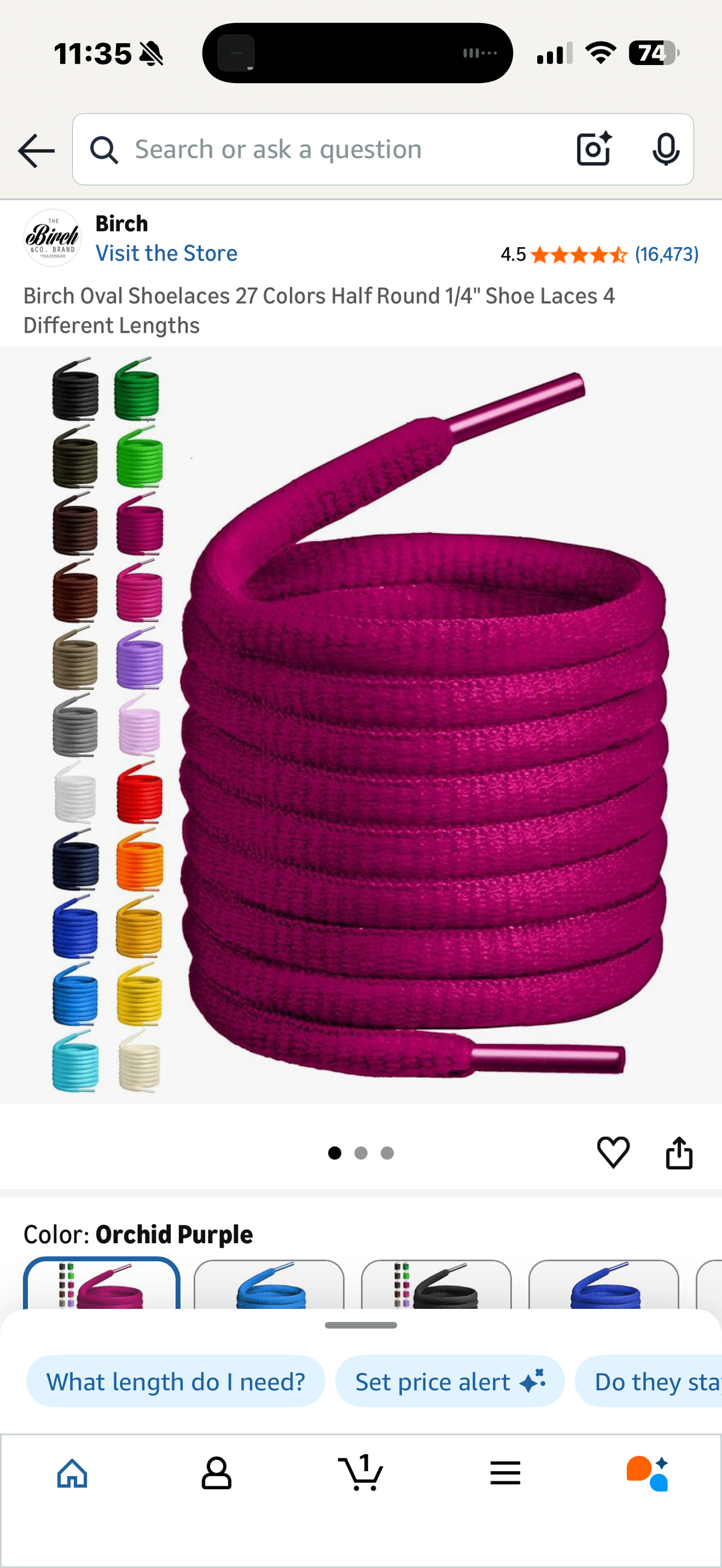 Birch Oval Shoelaces 27 Colors Half Round 1/4" Shoe Laces (Pair, Small)