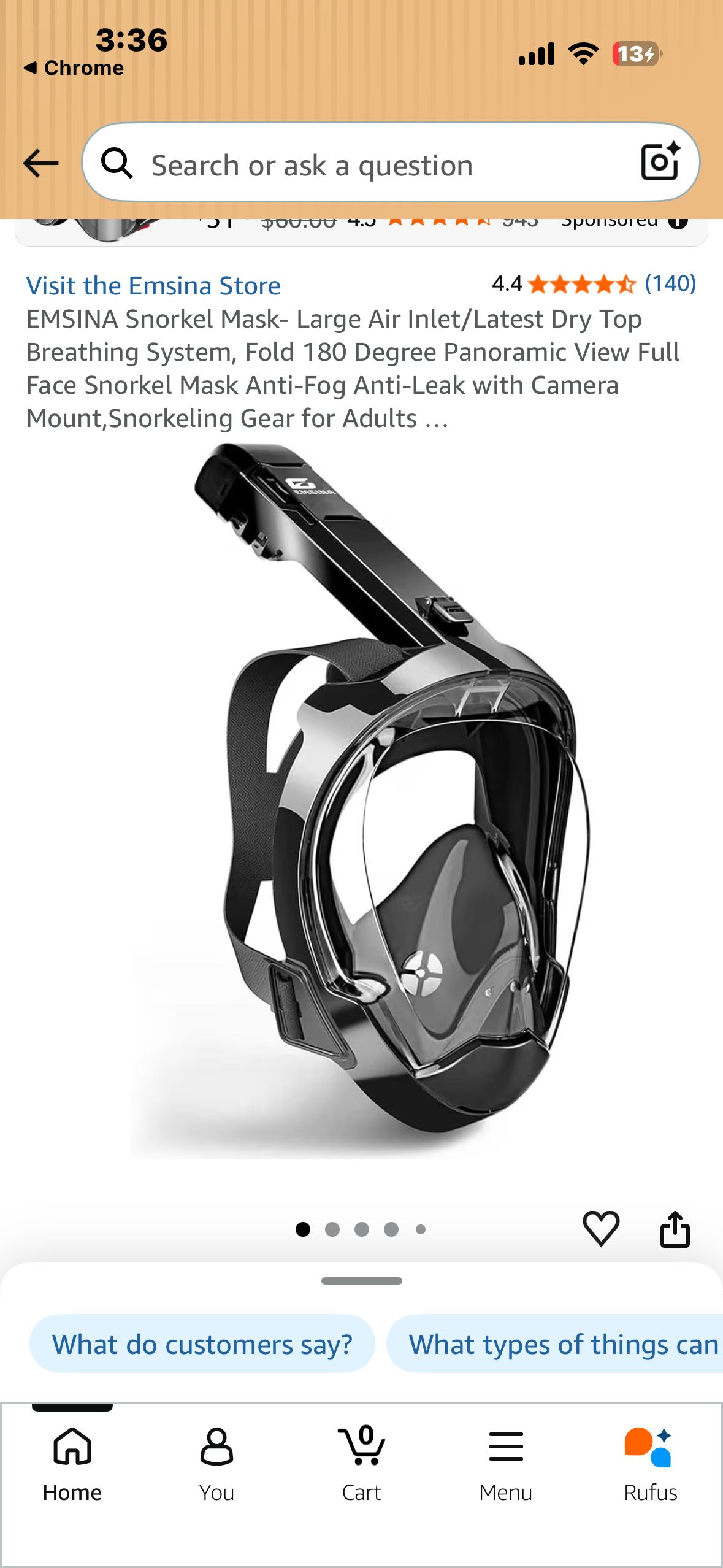 Snorkel Mask- Large Air Inlet/Latest Dry Top Breathing System, Fold 180 Degree Panoramic View Full Face Snorkel Mask Anti-Fog Anti-Leak with Camera Mount,Snorkeling Gear for Adults