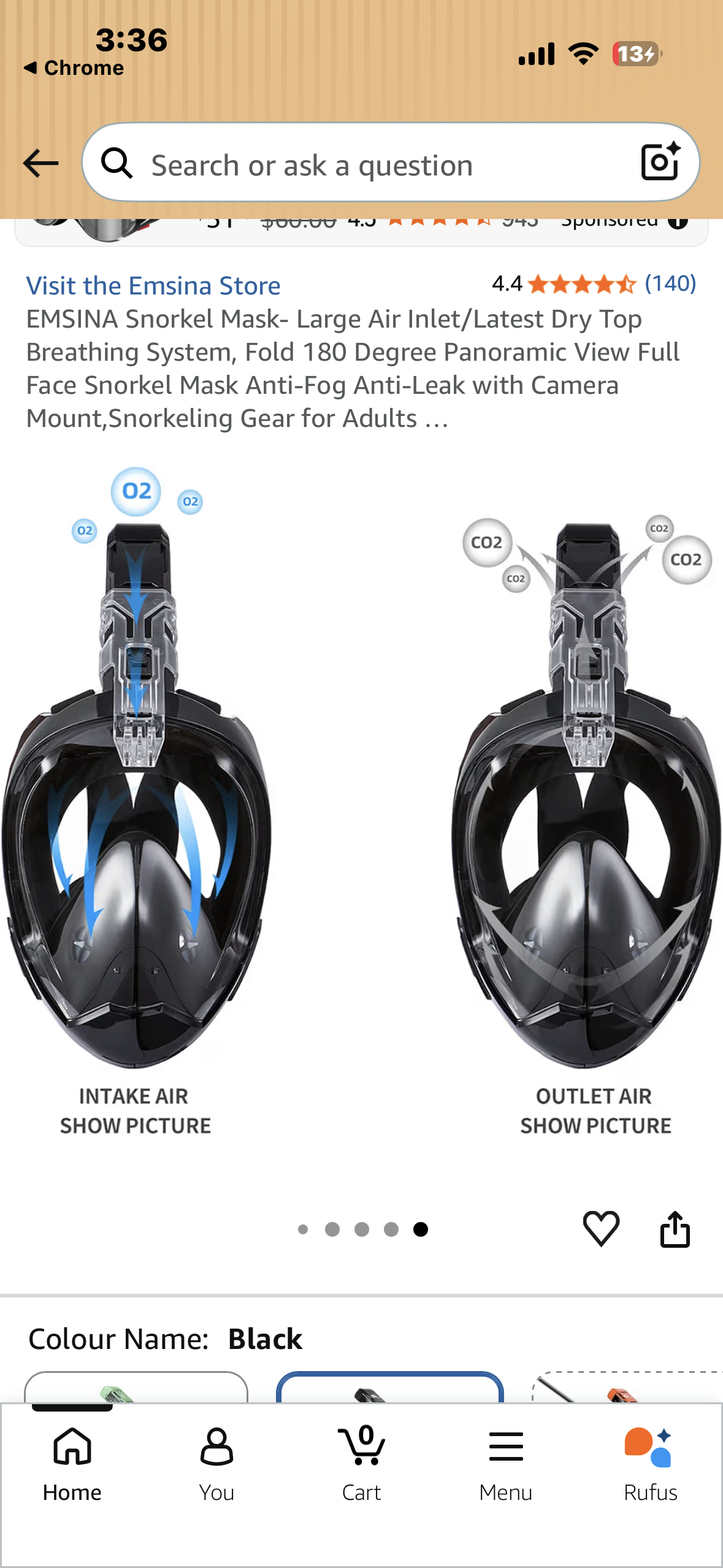 Snorkel Mask- Large Air Inlet/Latest Dry Top Breathing System, Fold 180 Degree Panoramic View Full Face Snorkel Mask Anti-Fog Anti-Leak with Camera Mount,Snorkeling Gear for Adults