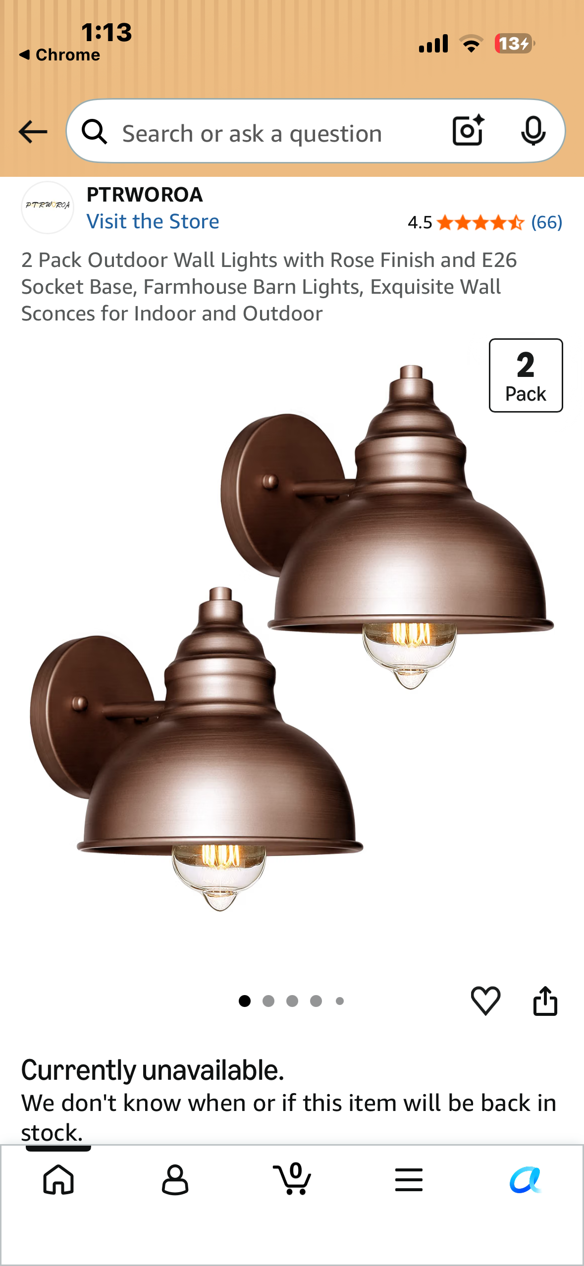 PTRWOROA 2 Pack Outdoor Wall Lights with Rose Finish and E26 Socket Base, Farmhouse Barn Lights, Exquisite Wall Sconces for Indoor and Outdoor