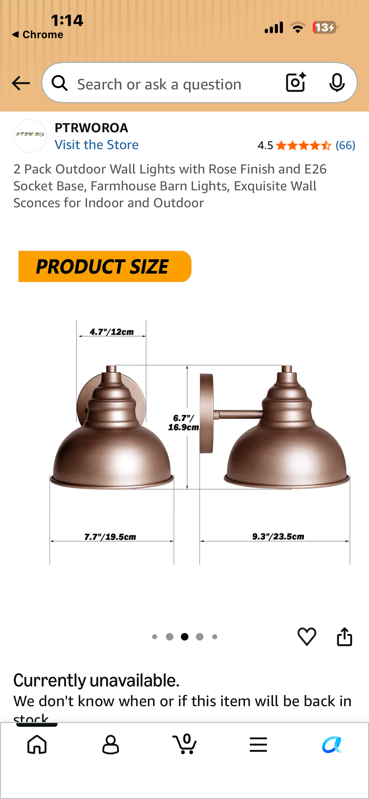 PTRWOROA 2 Pack Outdoor Wall Lights with Rose Finish and E26 Socket Base, Farmhouse Barn Lights, Exquisite Wall Sconces for Indoor and Outdoor