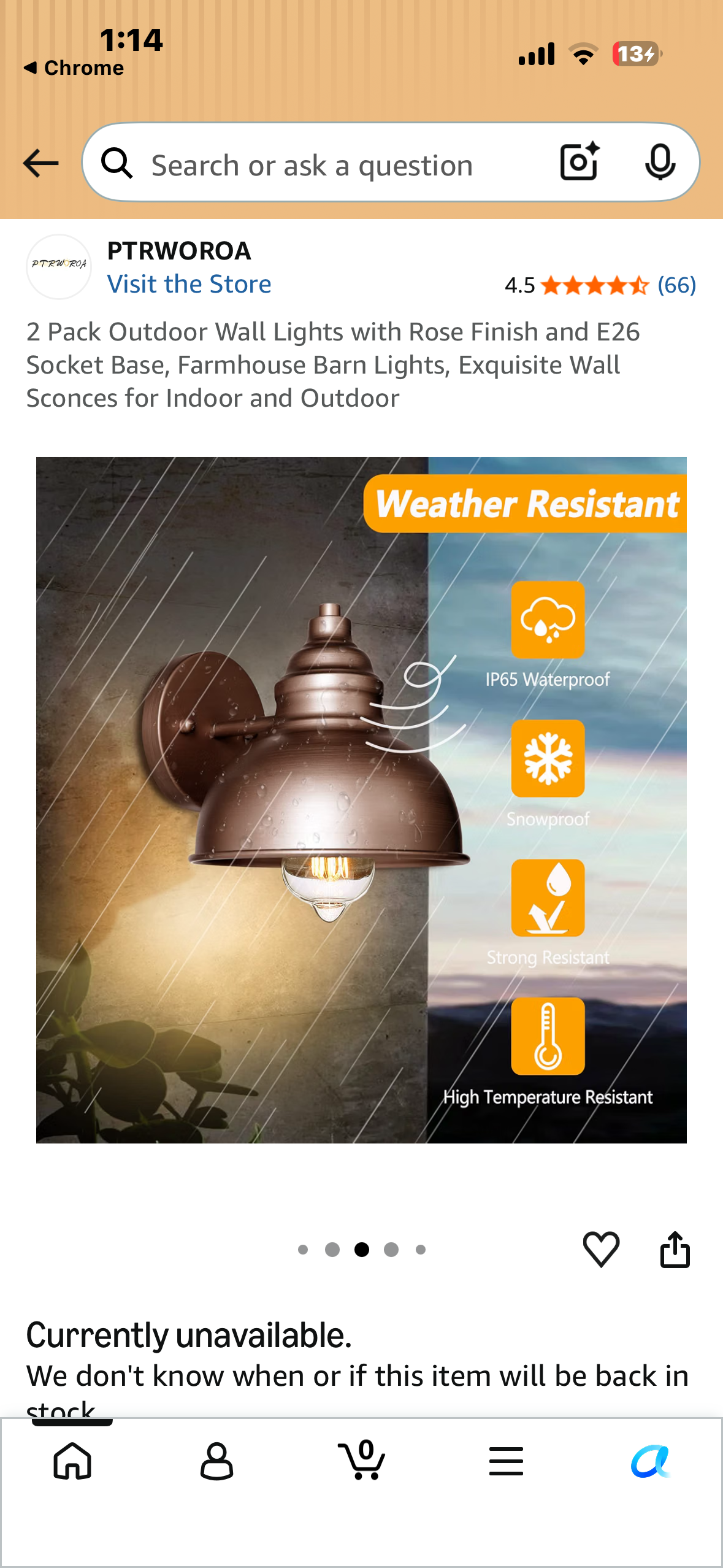 PTRWOROA 2 Pack Outdoor Wall Lights with Rose Finish and E26 Socket Base, Farmhouse Barn Lights, Exquisite Wall Sconces for Indoor and Outdoor