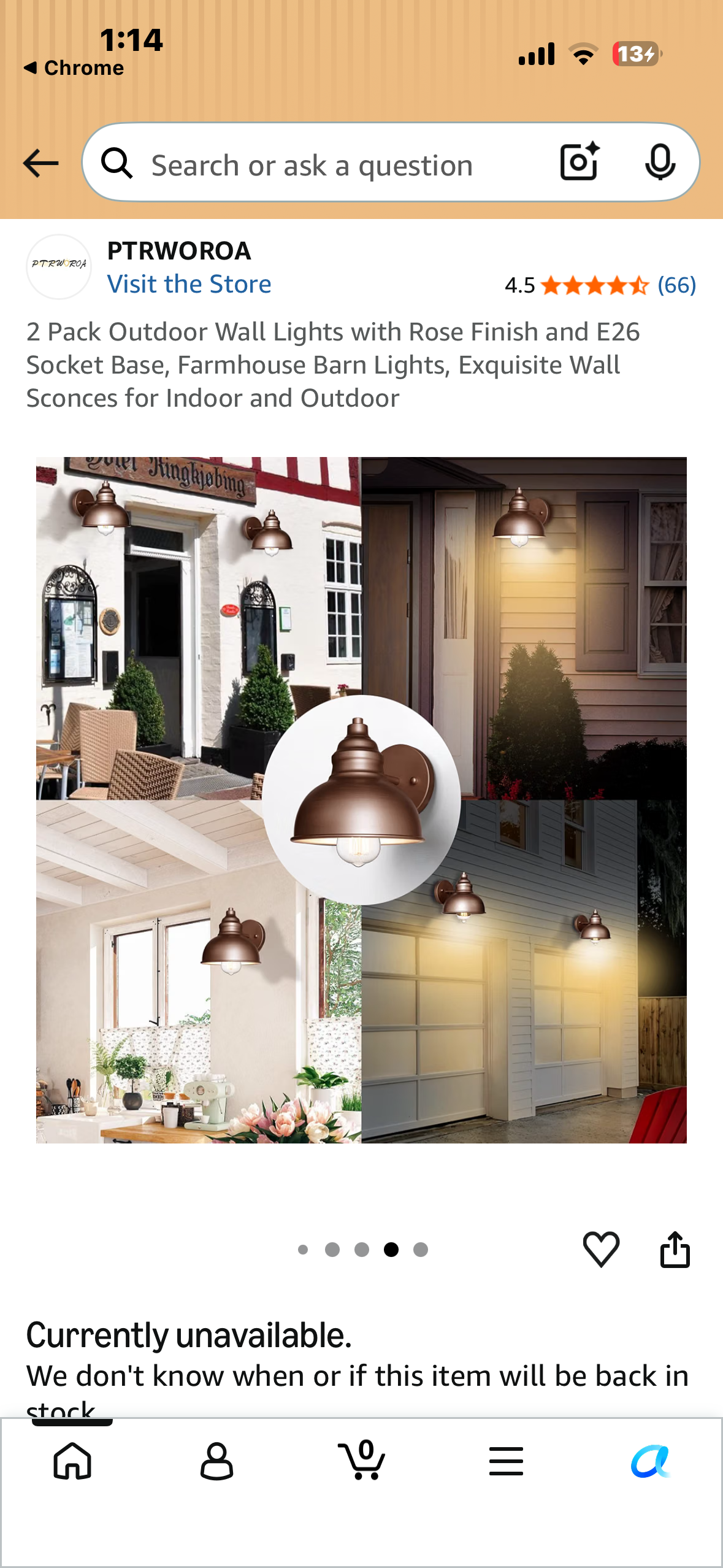 PTRWOROA 2 Pack Outdoor Wall Lights with Rose Finish and E26 Socket Base, Farmhouse Barn Lights, Exquisite Wall Sconces for Indoor and Outdoor