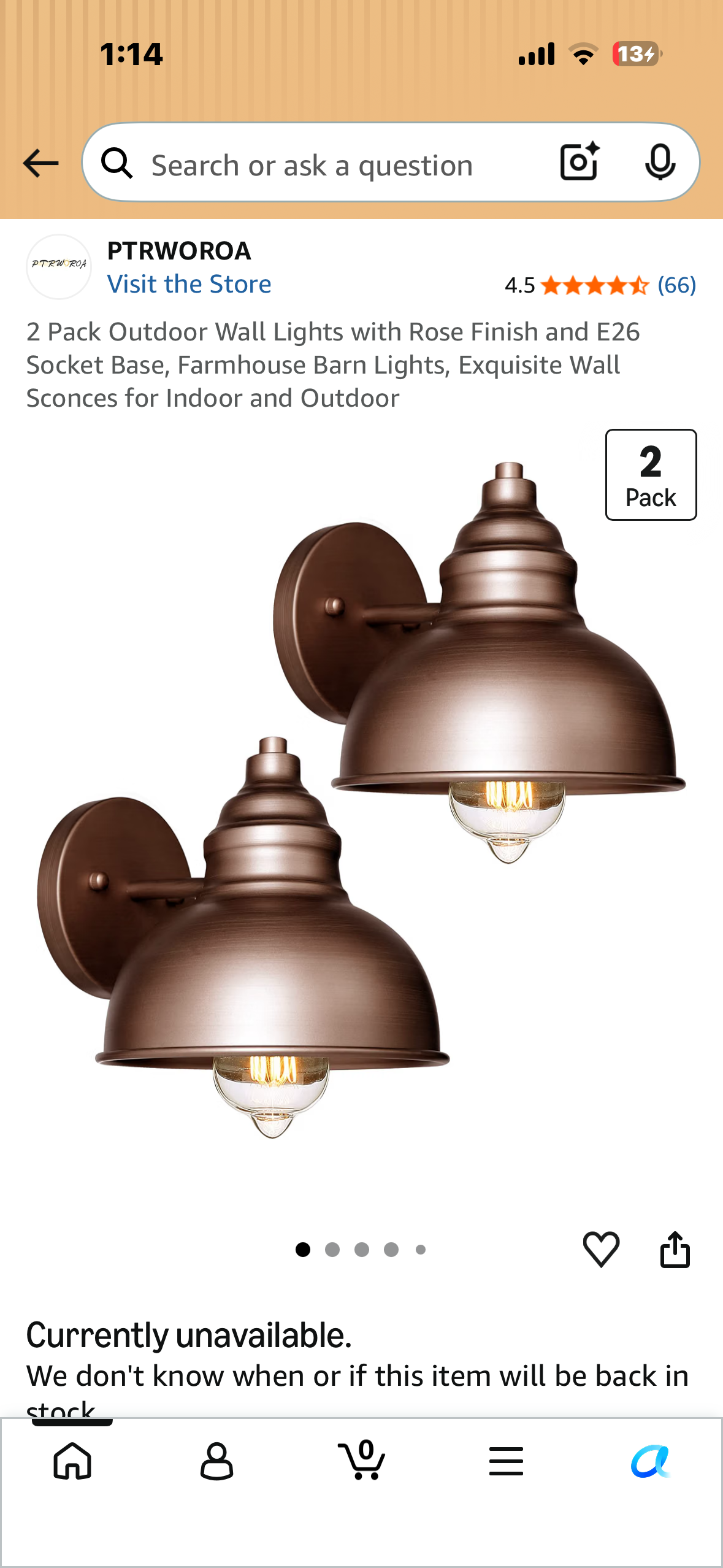 PTRWOROA 2 Pack Outdoor Wall Lights with Rose Finish and E26 Socket Base, Farmhouse Barn Lights, Exquisite Wall Sconces for Indoor and Outdoor