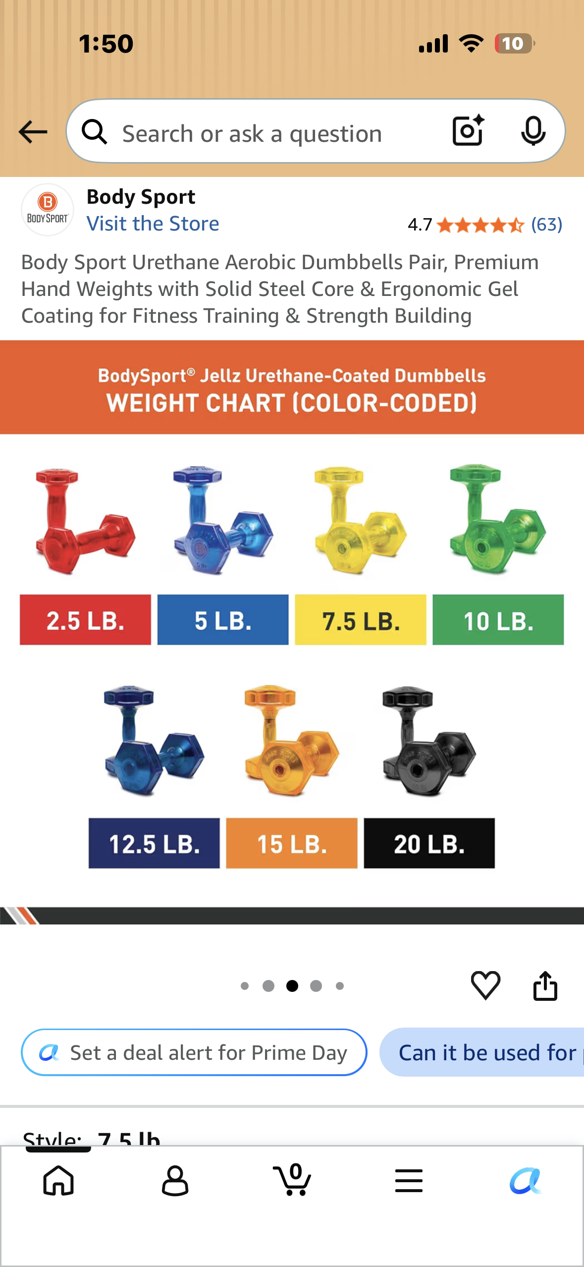 Body Sport Urethane Aerobic Dumbbells Pair, Premium Hand Weights with Solid Steel Core & Ergonomic Gel Coating for Fitness Training & Strength Building (7.5 lbs each, 15 lbs total)