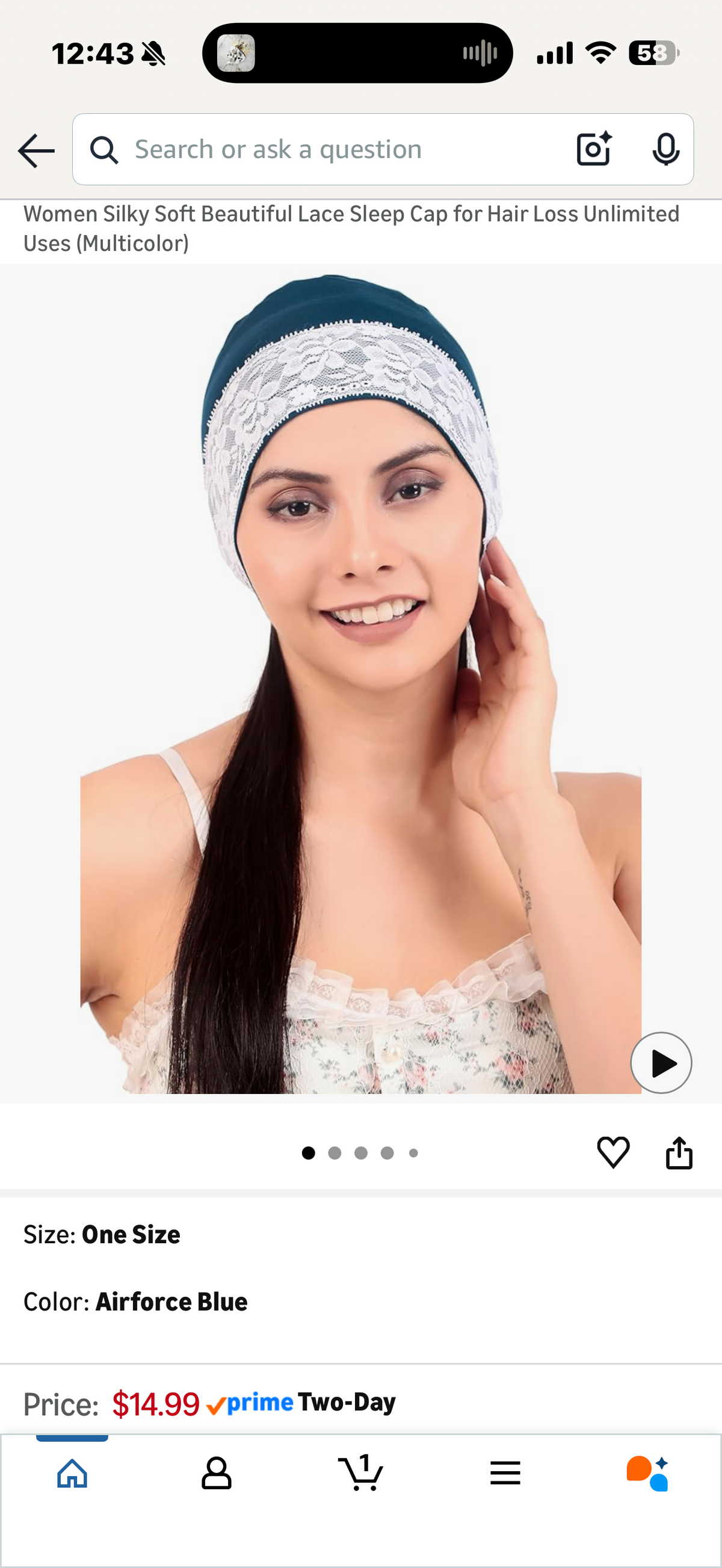 Women Silky Soft Beautiful Lace Sleep Cap for Hair Loss Unlimited Uses (Solid Black)