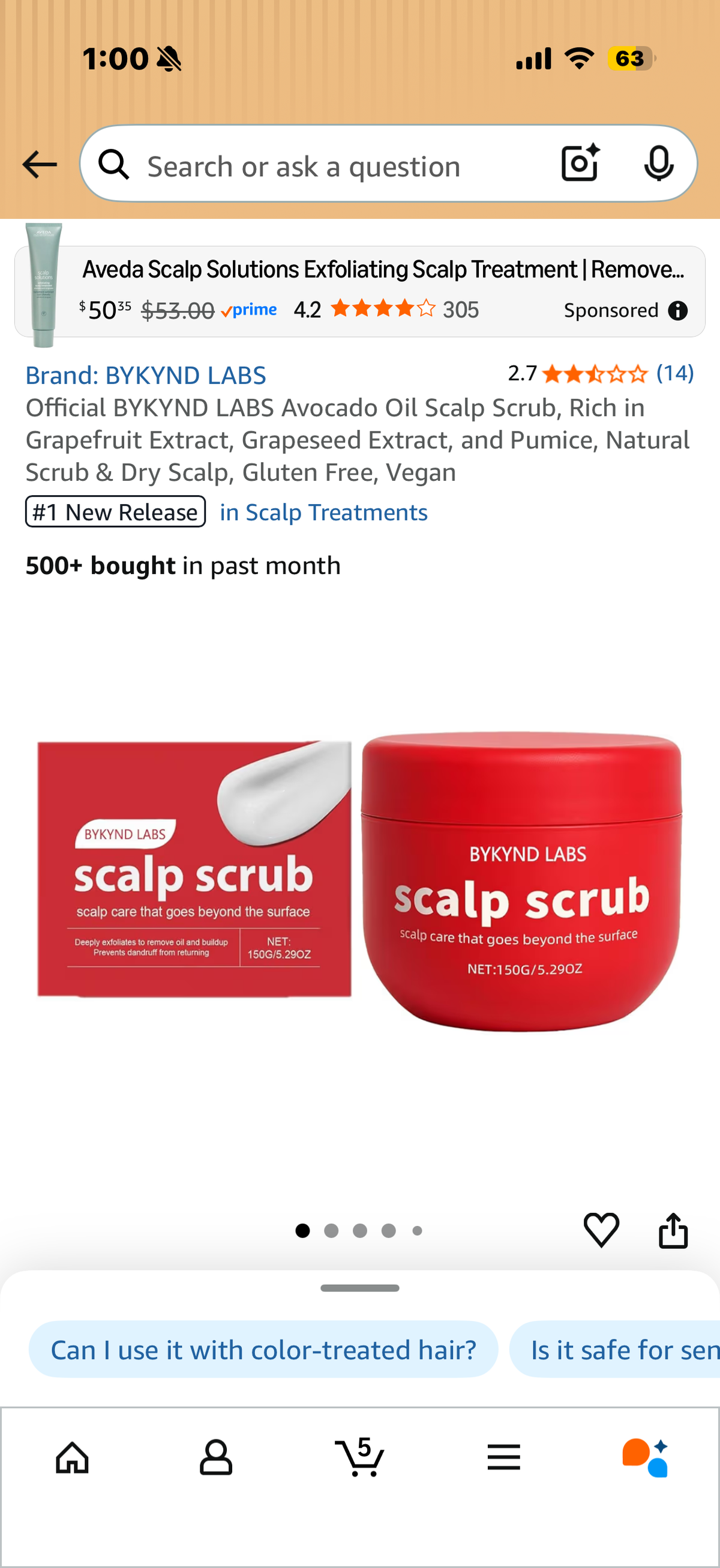 Official BYKYND LABS Avocado Oil Scalp Scrub, Rich in Grapefruit Extract, Grapeseed Extract, and Pumice, Natural Scrub & Dry Scalp, Gluten Free, Vegan