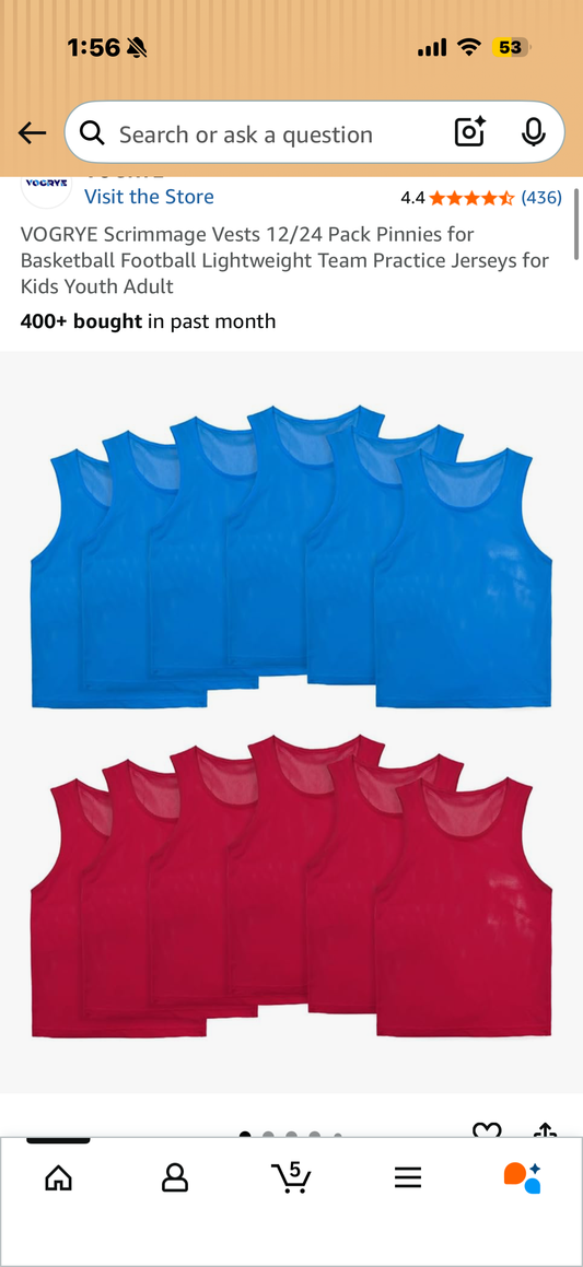 VOGRYE Scrimmage Vests 12 Pack Pinnies for Basketball Football Lightweight Team Practice Jerseys for Kids (size 6-10 years )