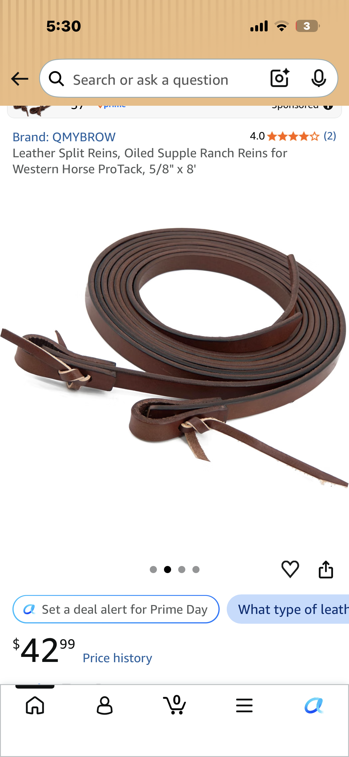 Leather Split Reins, Oiled Supple Ranch Reins for Western Horse ProTack, 5/8" × 7’