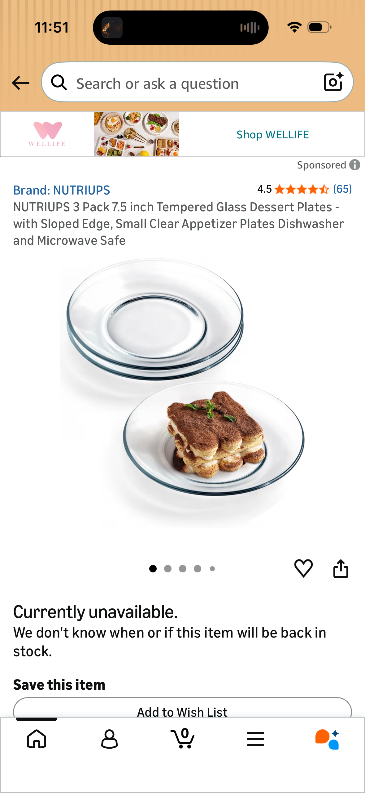 NUTRIUPS 3 Pack 7.5 inch Tempered Glass Dessert Plates