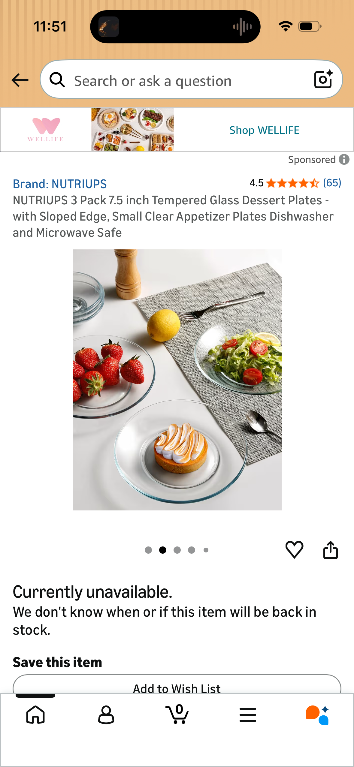 NUTRIUPS 3 Pack 7.5 inch Tempered Glass Dessert Plates