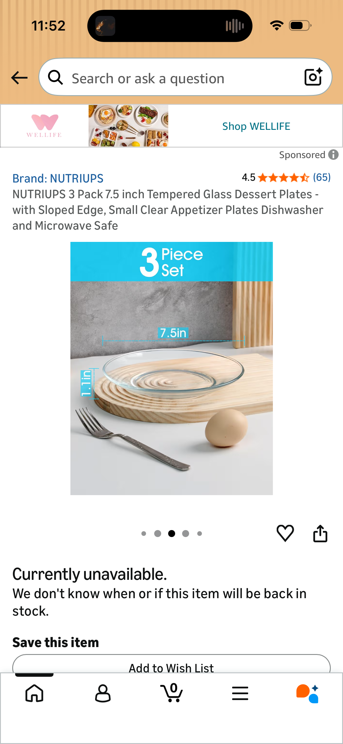 NUTRIUPS 3 Pack 7.5 inch Tempered Glass Dessert Plates