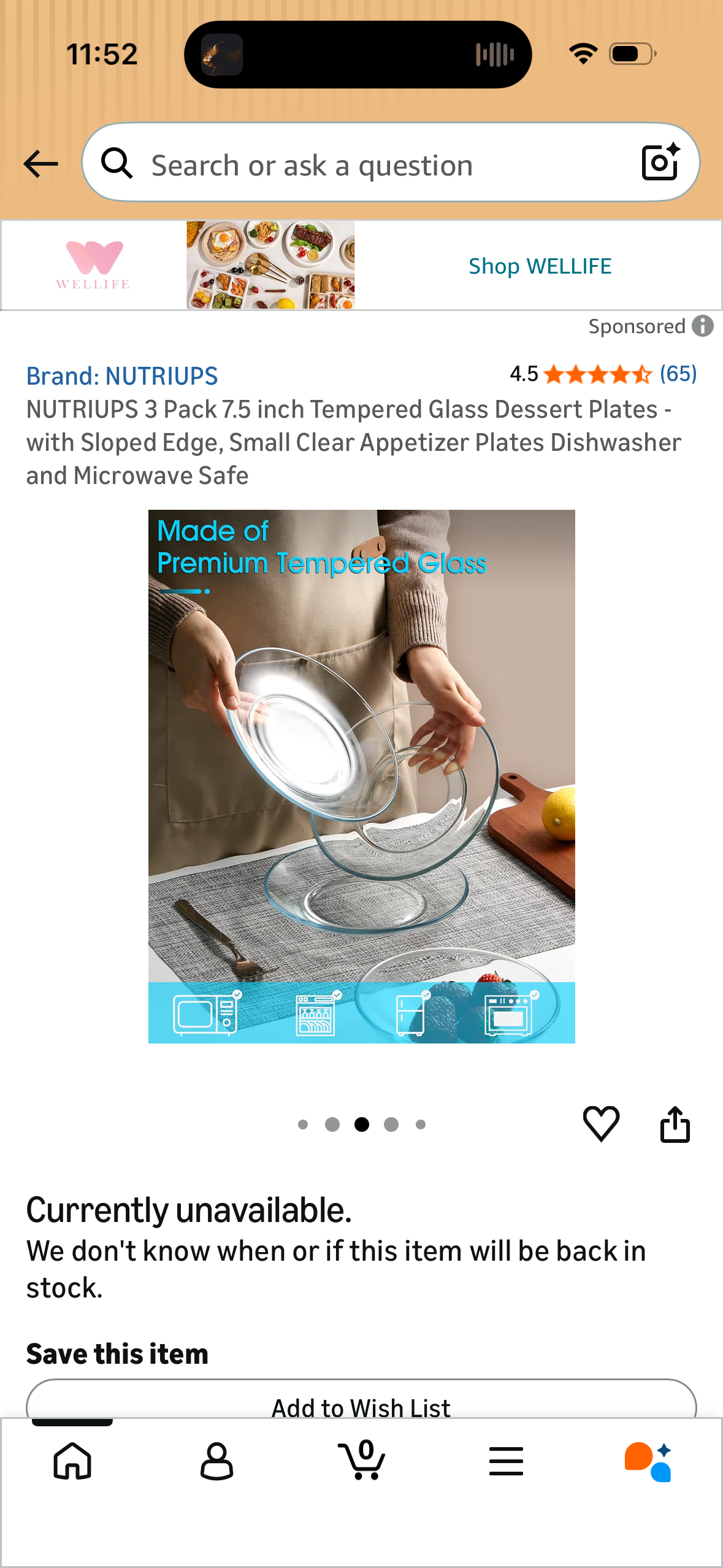 NUTRIUPS 3 Pack 7.5 inch Tempered Glass Dessert Plates