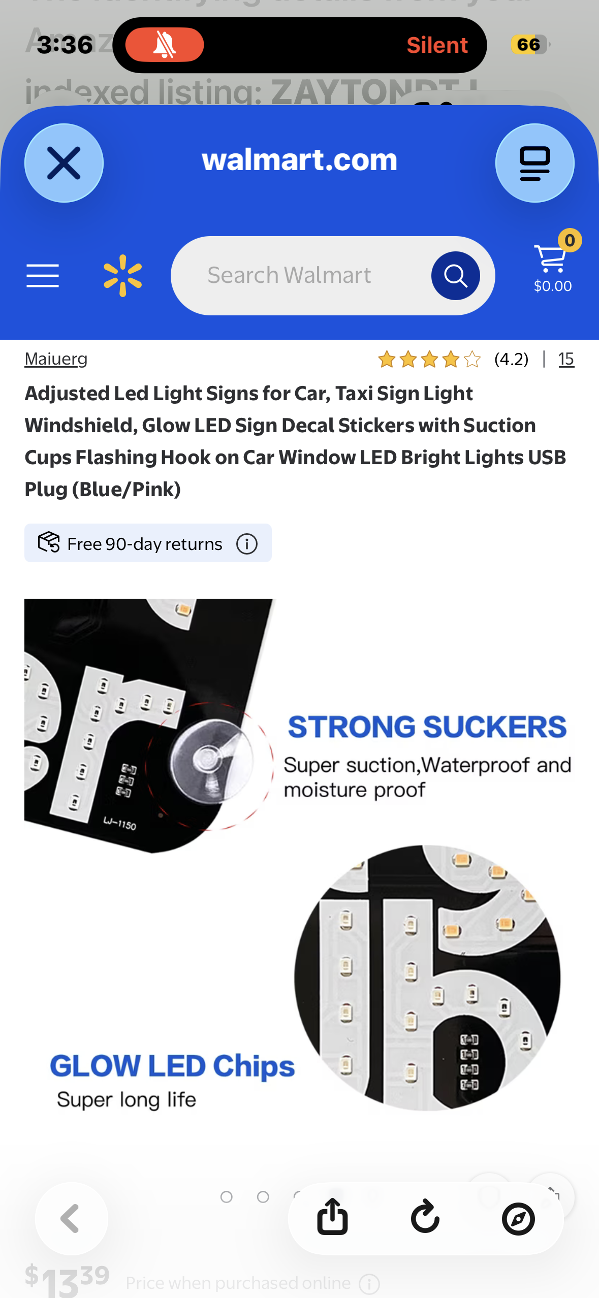 Adjusted Led Light Sign for Car, Taxi Sign Light Windshield, Glow LED Sign with Suction Cups, Flashing Hook on Car Window LED Bright Lights USB Plug (Blue/Pink)