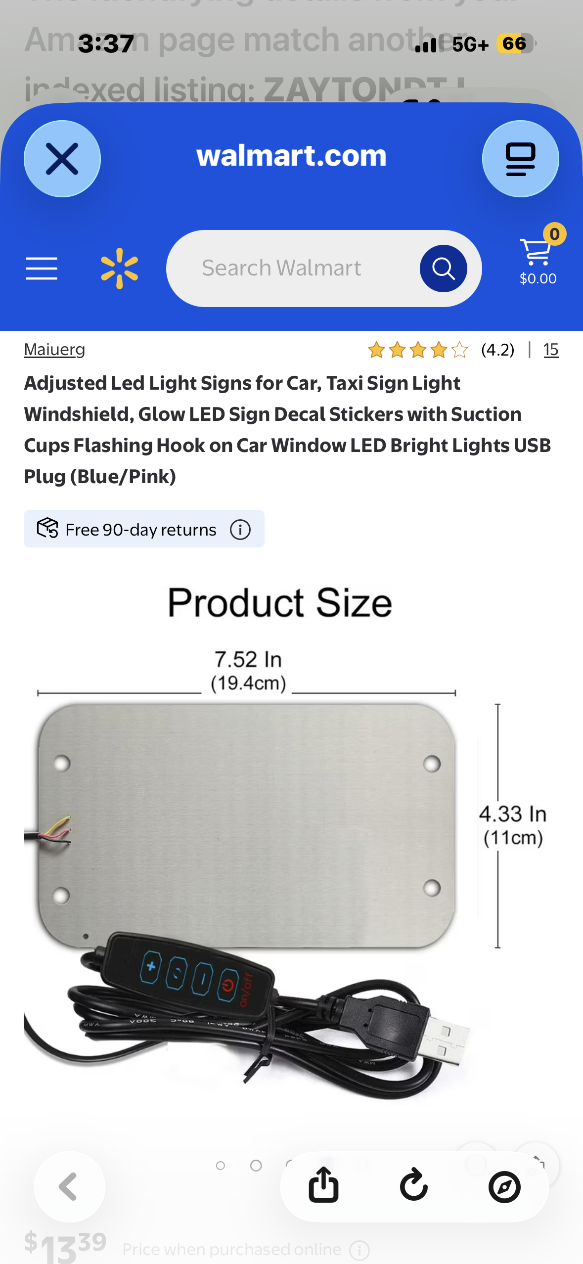 Adjusted Led Light Sign for Car, Taxi Sign Light Windshield, Glow LED Sign with Suction Cups, Flashing Hook on Car Window LED Bright Lights USB Plug (Blue/Pink)