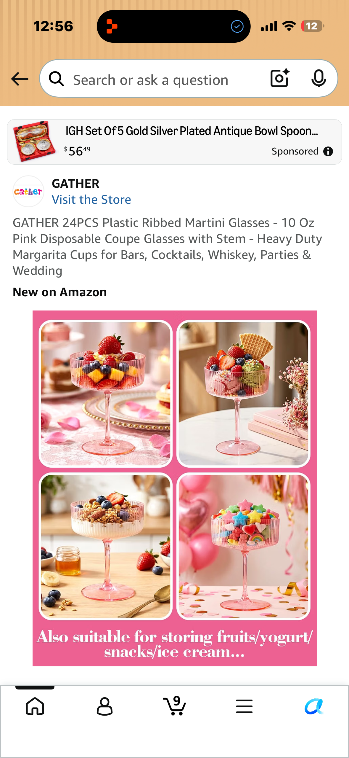 GATHER 24PCS Plastic Ribbed Martini Glasses - 10 Oz Pink Disposable Coupe Glasses with Stem - Heavy Duty Margarita Cups for Bars, Cocktails, Whiskey, Parties & Wedding