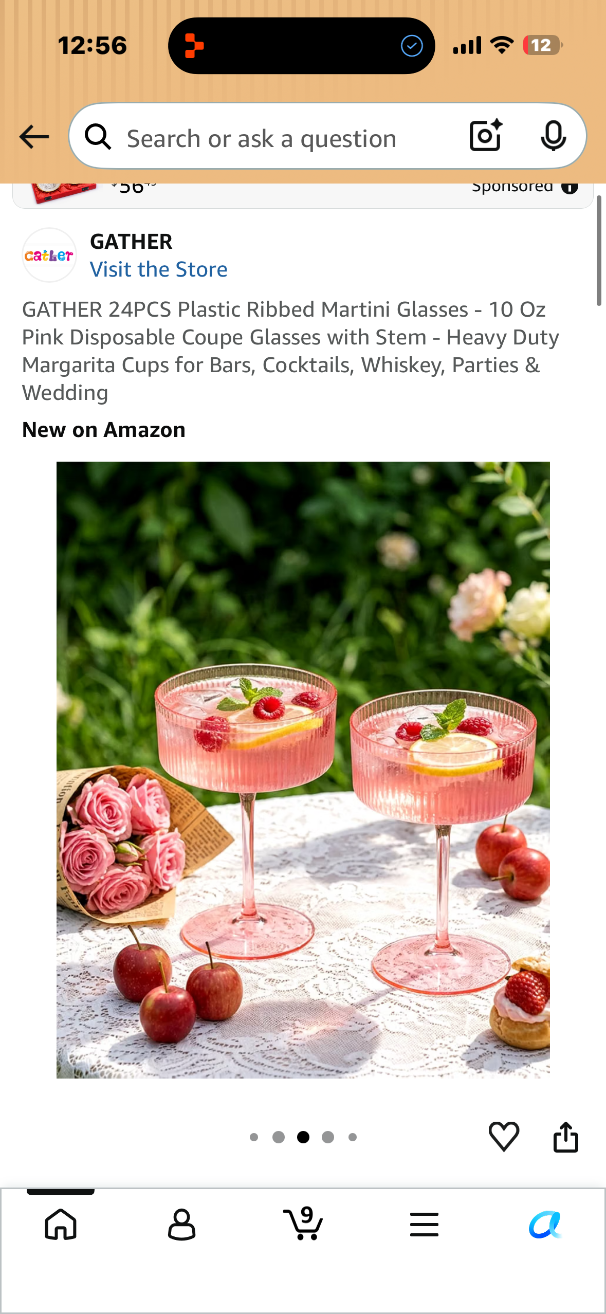 GATHER 24PCS Plastic Ribbed Martini Glasses - 10 Oz Pink Disposable Coupe Glasses with Stem - Heavy Duty Margarita Cups for Bars, Cocktails, Whiskey, Parties & Wedding