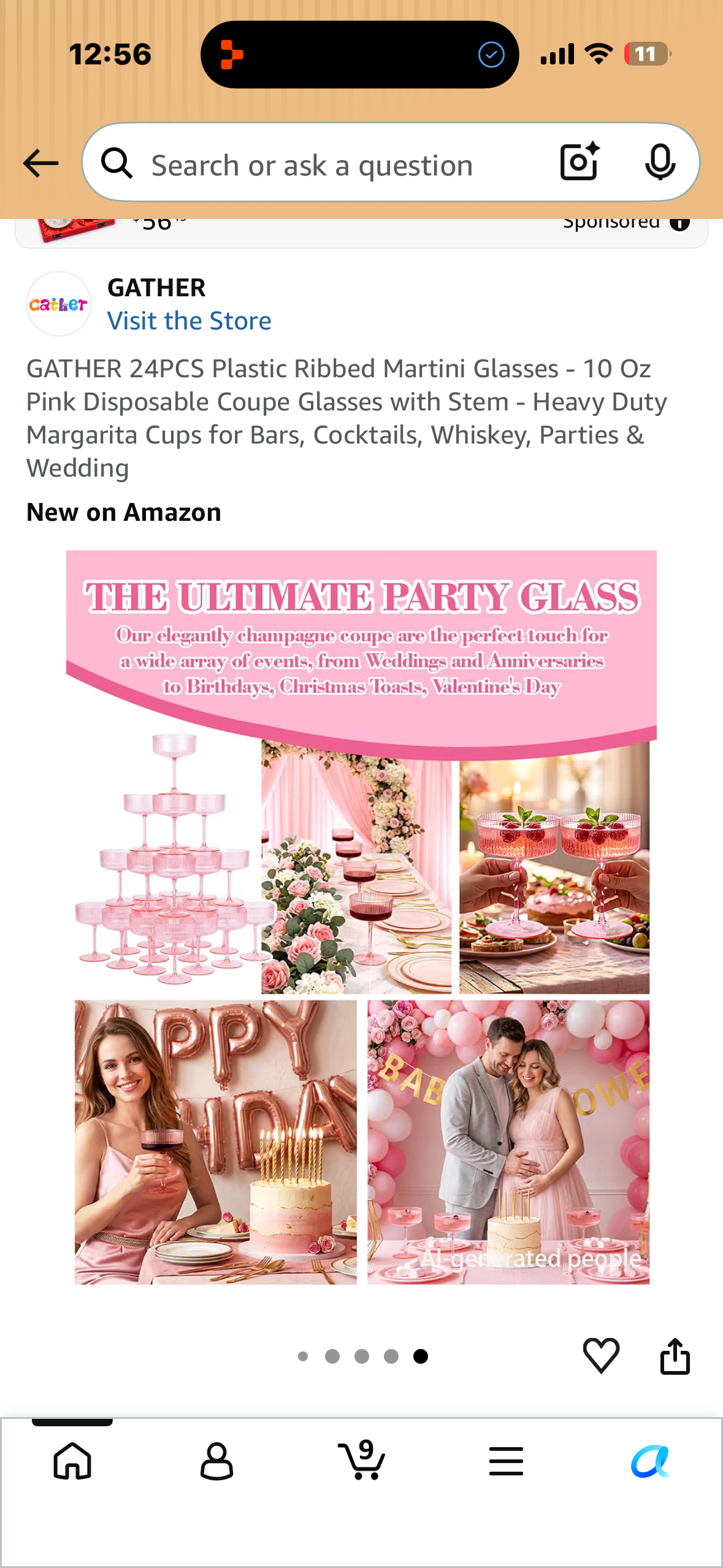 GATHER 24PCS Plastic Ribbed Martini Glasses - 10 Oz Pink Disposable Coupe Glasses with Stem - Heavy Duty Margarita Cups for Bars, Cocktails, Whiskey, Parties & Wedding