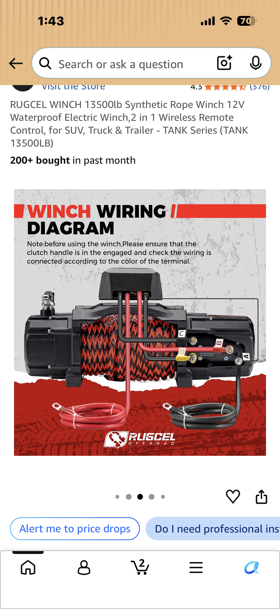 RUGCEL WINCH 13500lb Synthetic Rope Winch 12V Waterproof Electric Winch,2 in 1 Wireless Remote Control, for SUV, Truck & Trailer - TANK Series (TANK 13500LB)