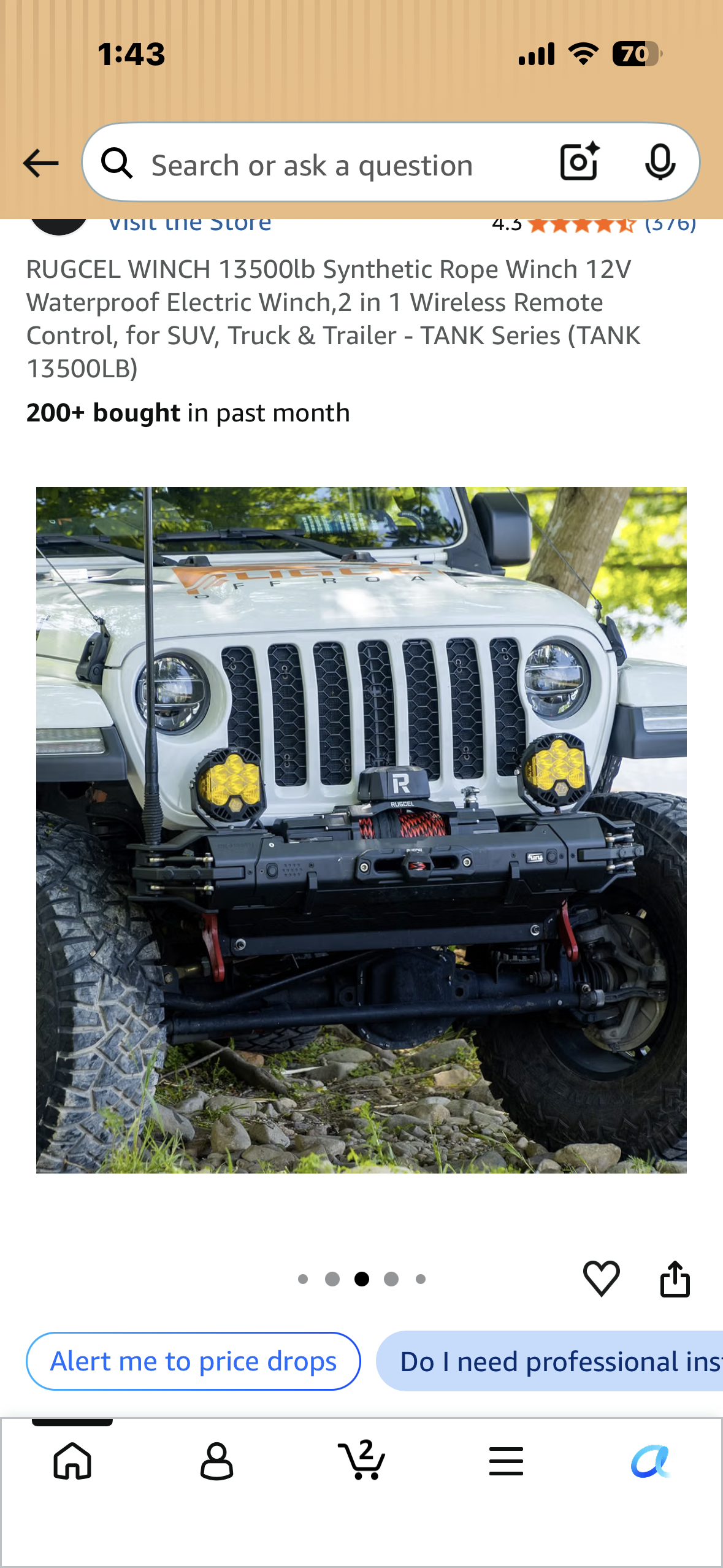 RUGCEL WINCH 13500lb Synthetic Rope Winch 12V Waterproof Electric Winch,2 in 1 Wireless Remote Control, for SUV, Truck & Trailer - TANK Series (TANK 13500LB)