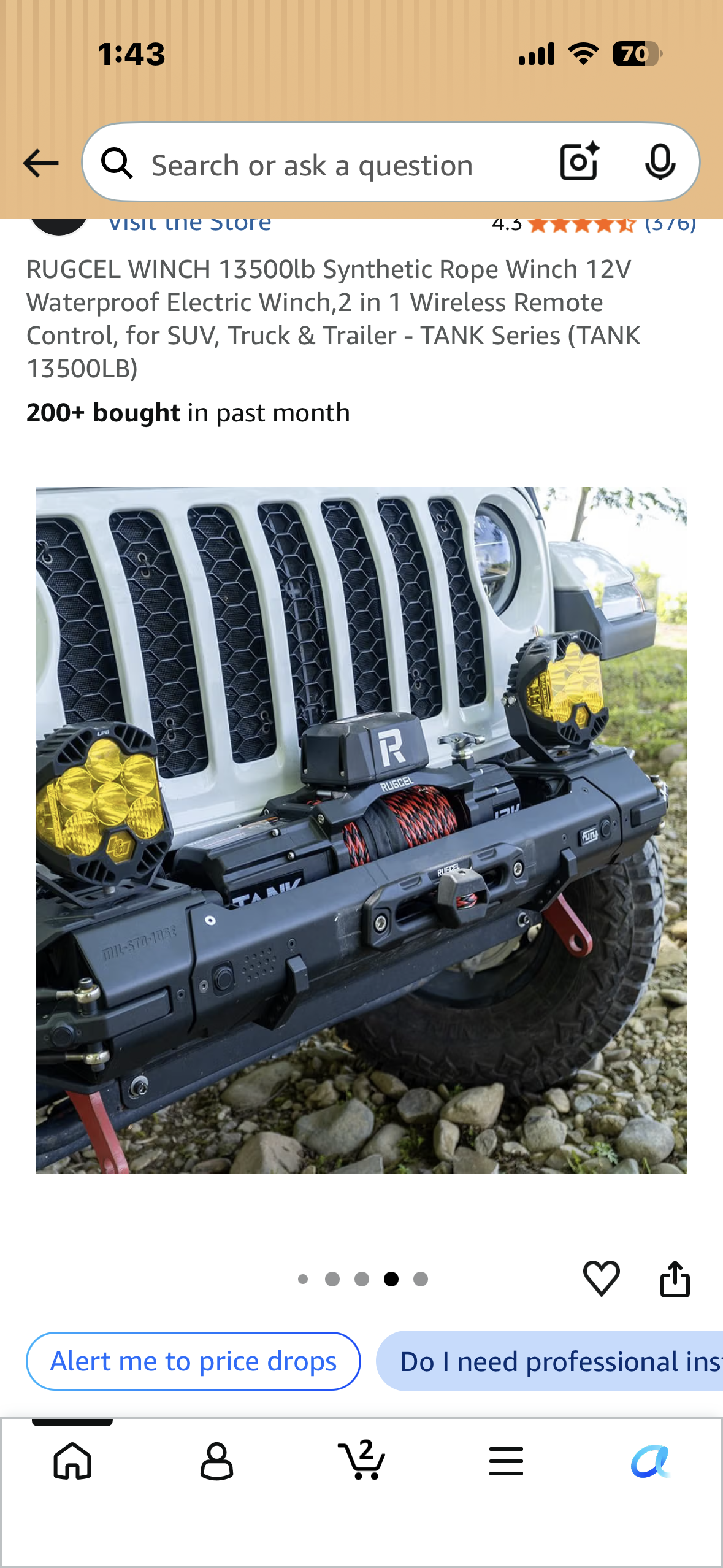 RUGCEL WINCH 13500lb Synthetic Rope Winch 12V Waterproof Electric Winch,2 in 1 Wireless Remote Control, for SUV, Truck & Trailer - TANK Series (TANK 13500LB)
