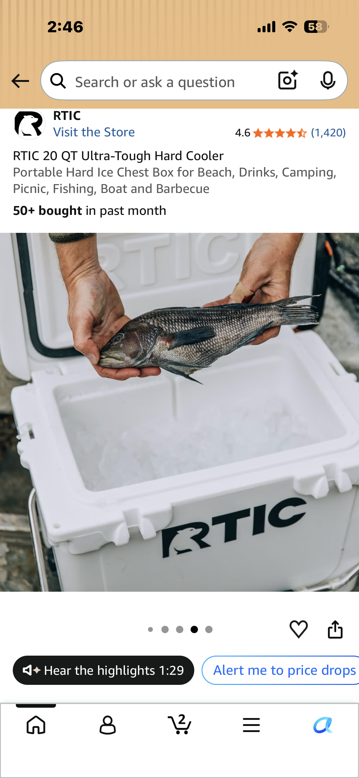 RTIC 20 QT Ultra-Tough Hard Cooler, Portable Hard Ice Chest Box for Beach, Drinks, Camping, Picnic, Fishing, Boat and Barbecue