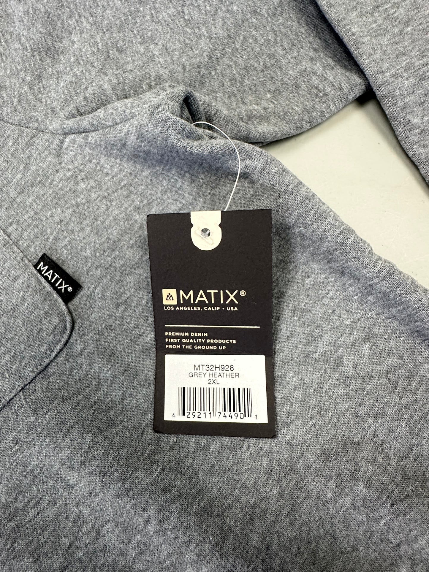 MATIX Men’s Hoodie 2XL Grey Heather Pullover Zipper Pocket (Size 2X)