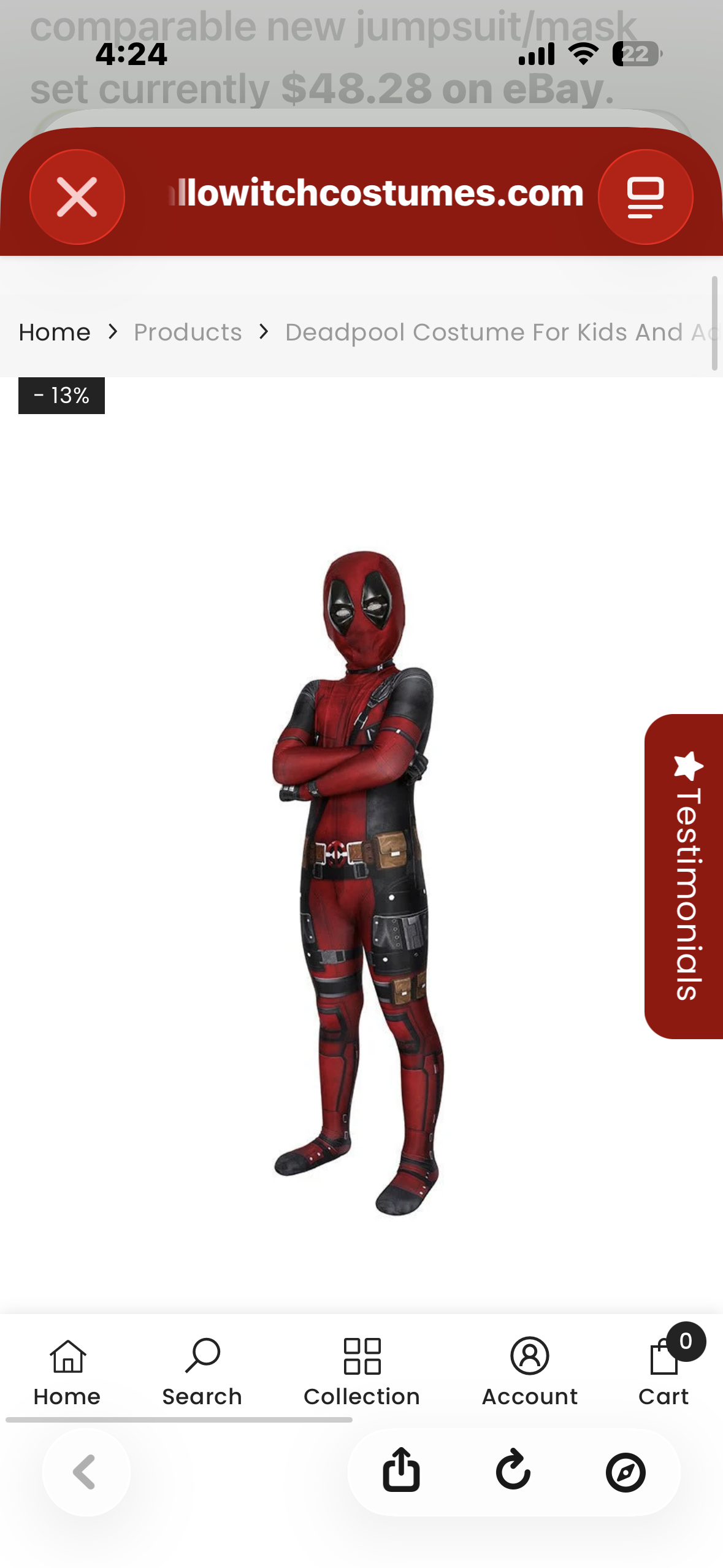 Kids Costume Jumpsuit with Mask (Size Youth Small 43”/46”)