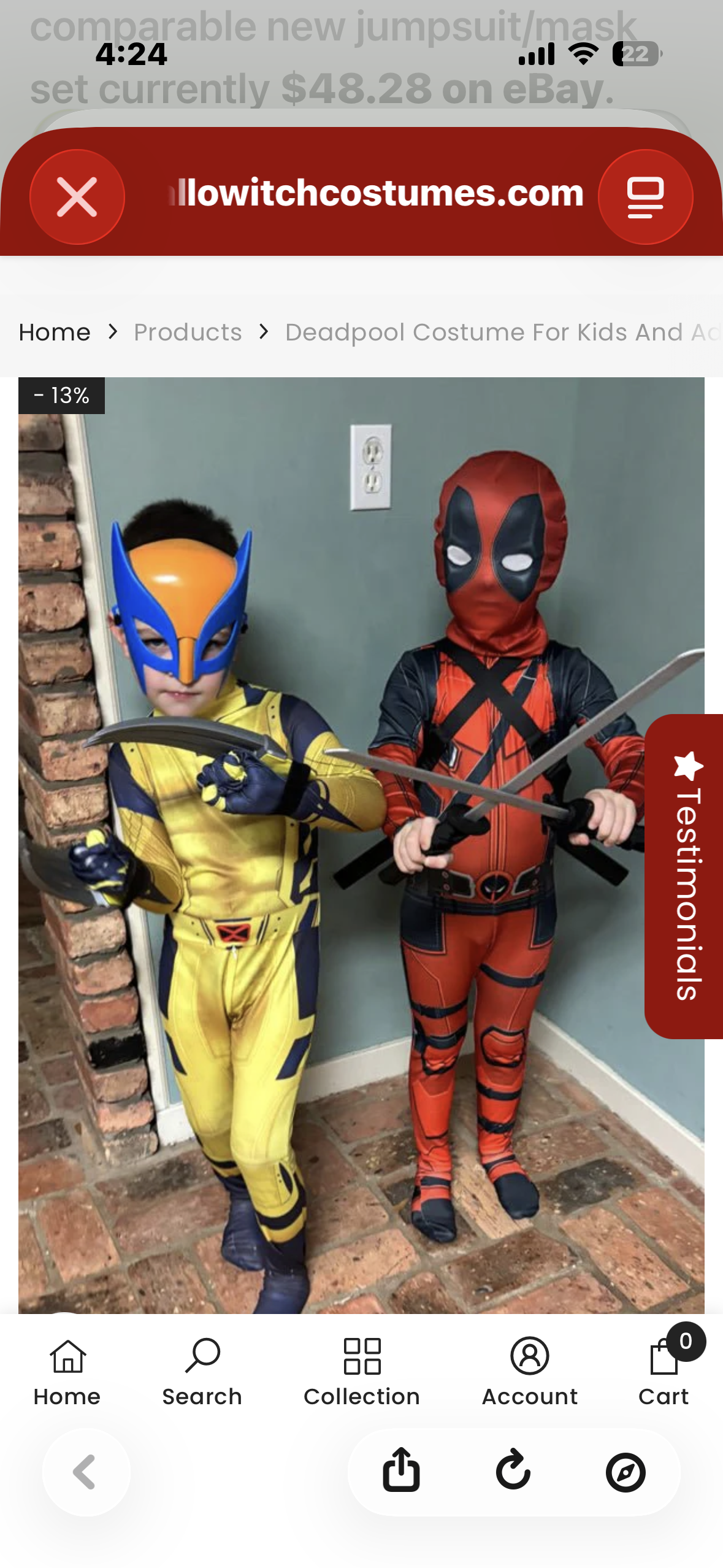 Kids Costume Jumpsuit with Mask (Size Youth Small 43”/46”)