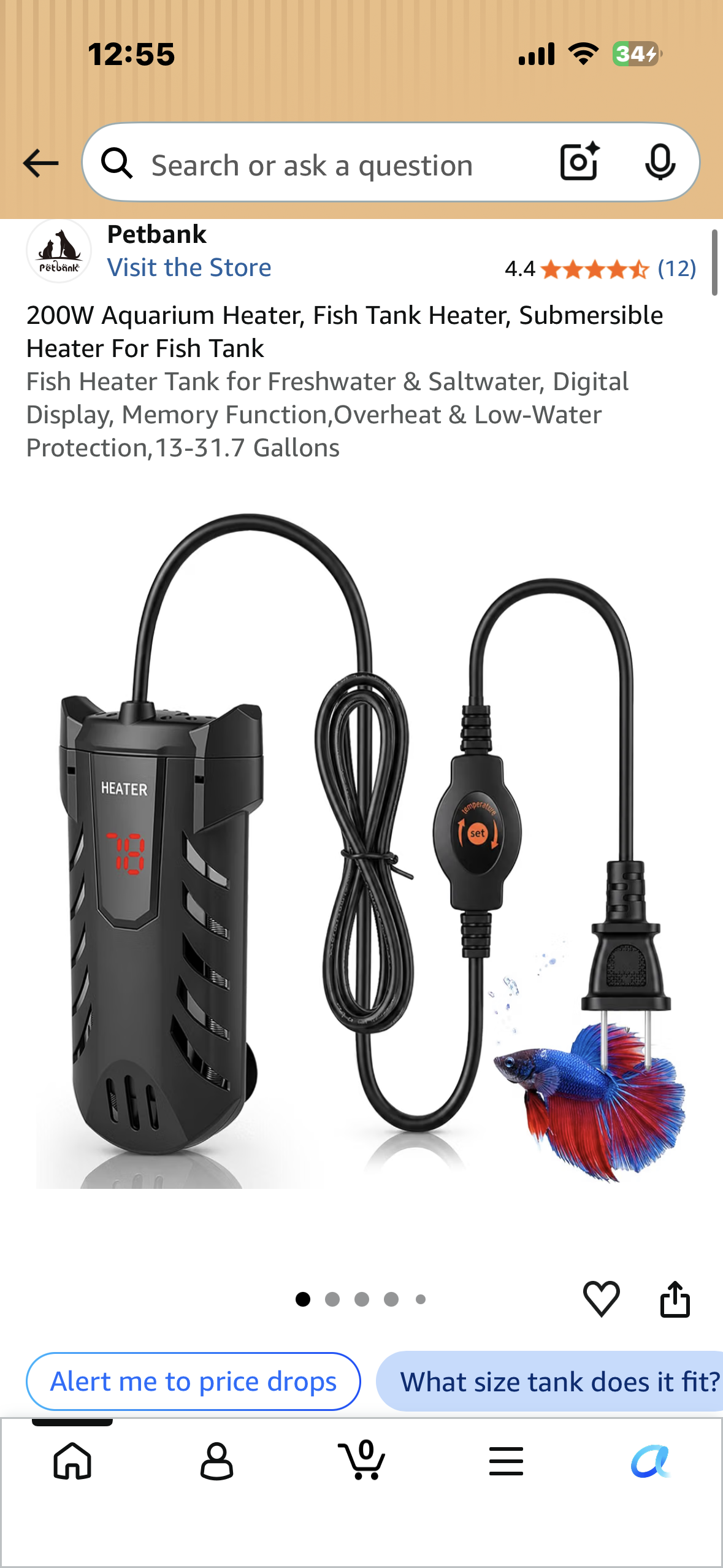 200W Aquarium Heater, Fish Tank Heater, Submersible Heater For Fish Tank