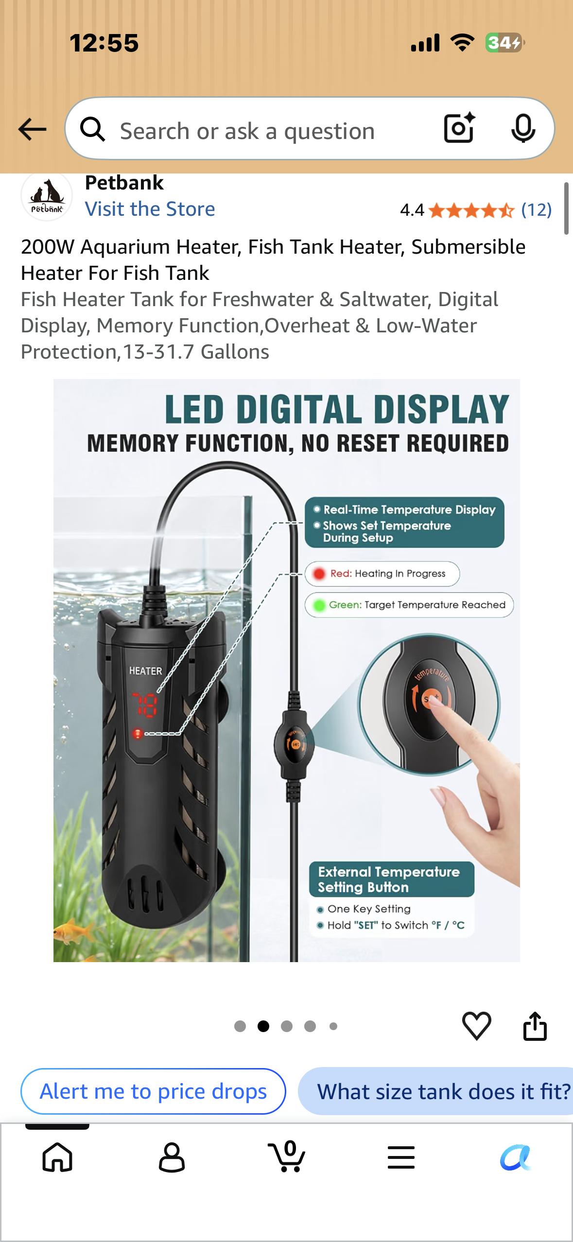 200W Aquarium Heater, Fish Tank Heater, Submersible Heater For Fish Tank