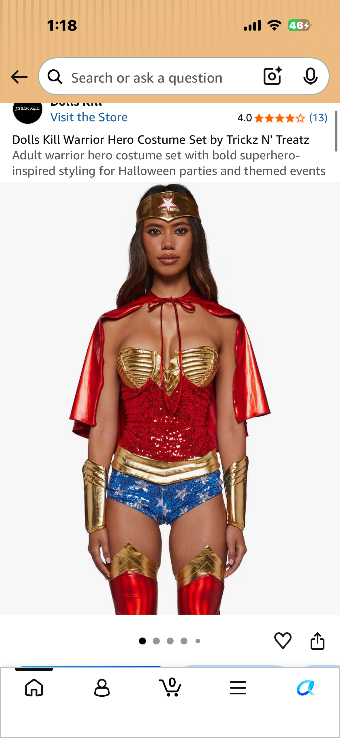 Dolls Kill Warrior Hero Costume Set by Trickz N' Treatz (Size Medium)