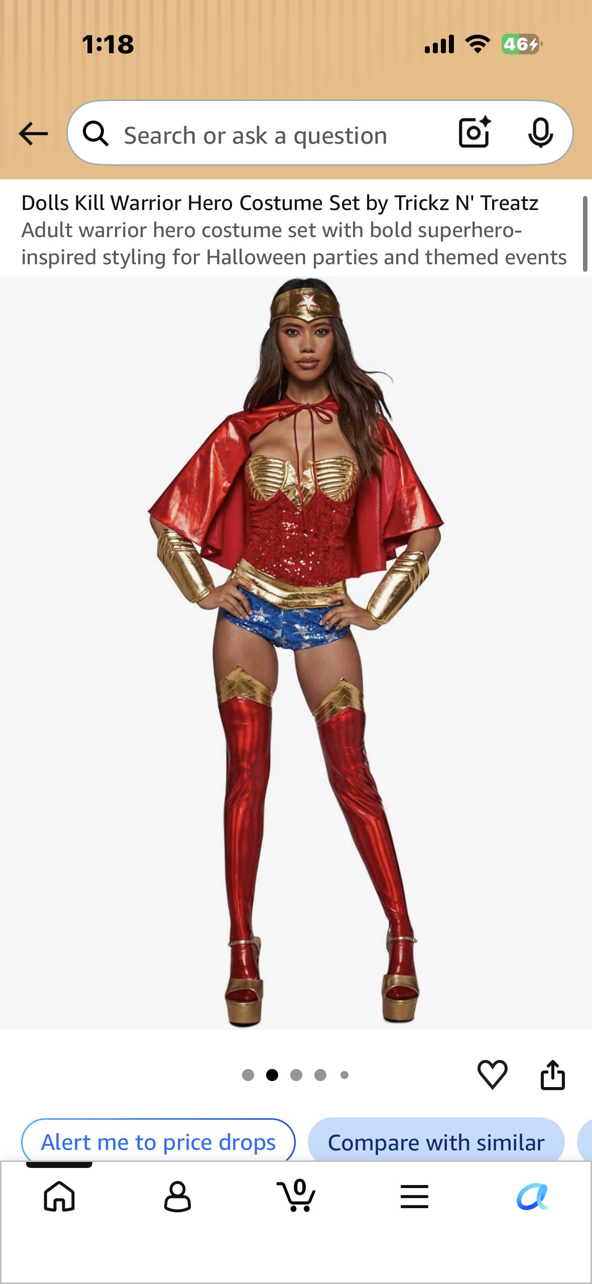 Dolls Kill Warrior Hero Costume Set by Trickz N' Treatz (Size Medium)