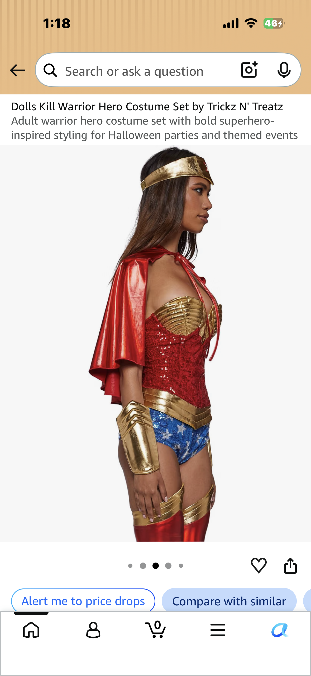 Dolls Kill Warrior Hero Costume Set by Trickz N' Treatz (Size Medium)