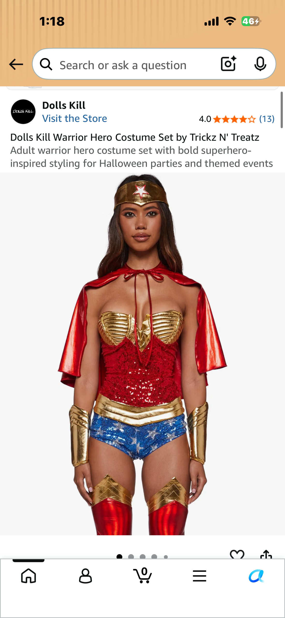 Dolls Kill Warrior Hero Costume Set by Trickz N' Treatz (Size Medium)